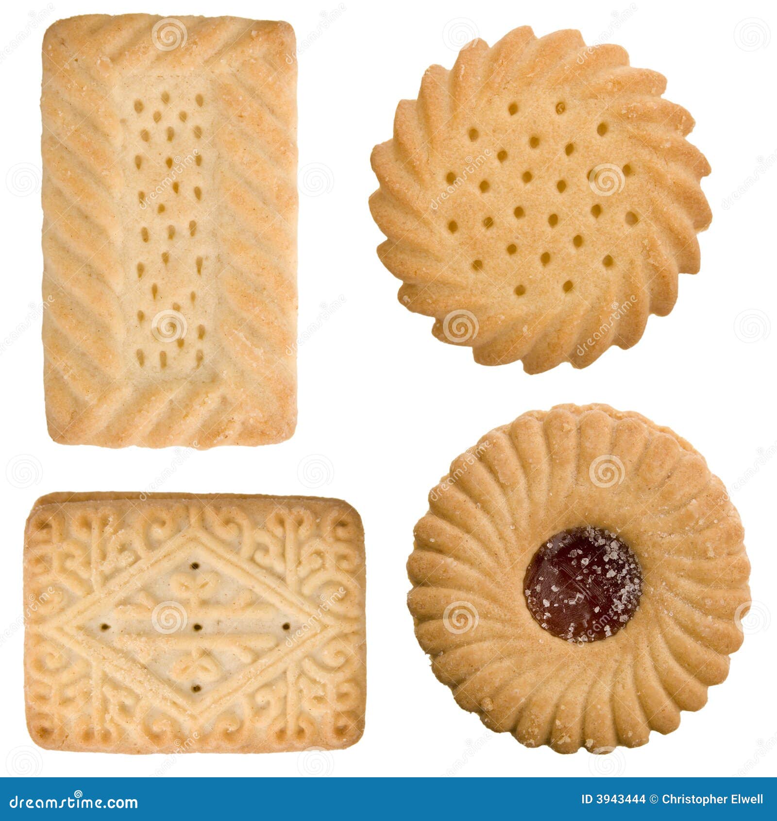 Four tea time biscuits stock photo. Image of confectionary 3943444