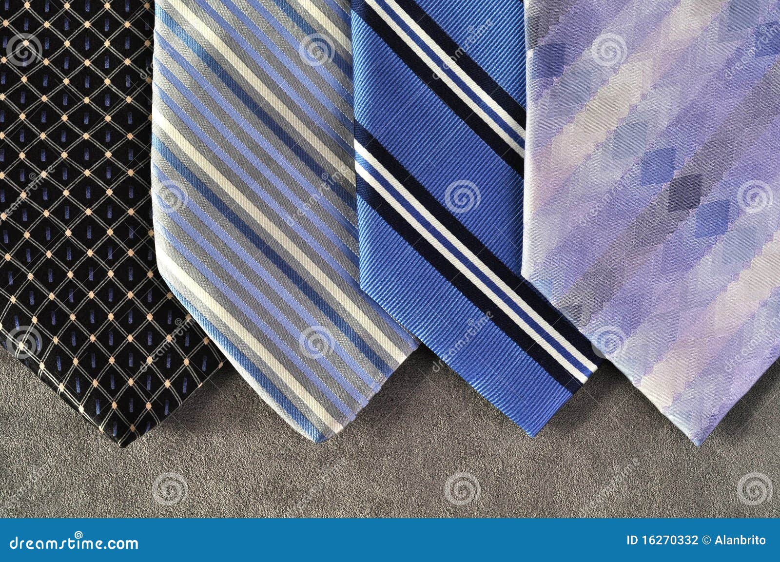 Four Ties in Blue Tones with a Gray Background. Stock Photo - Image of ...