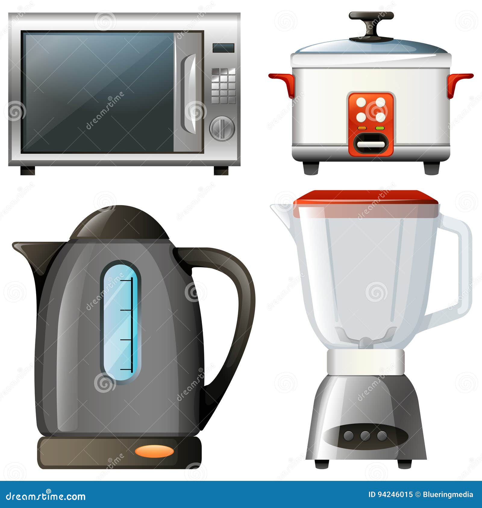 Four Types of Electronic Kitchen Devices Stock Vector Illustration of