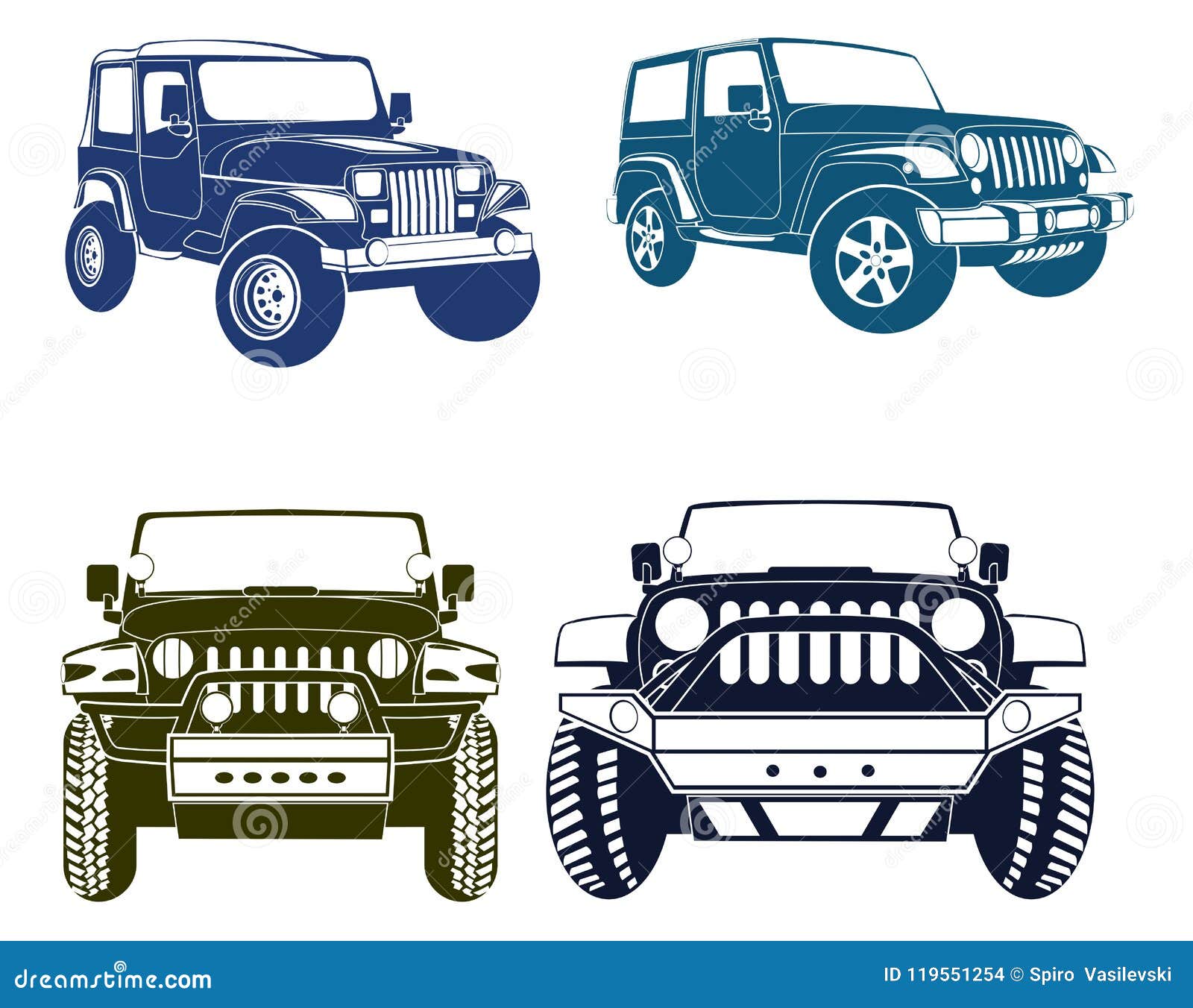 four  jeep silhouettes