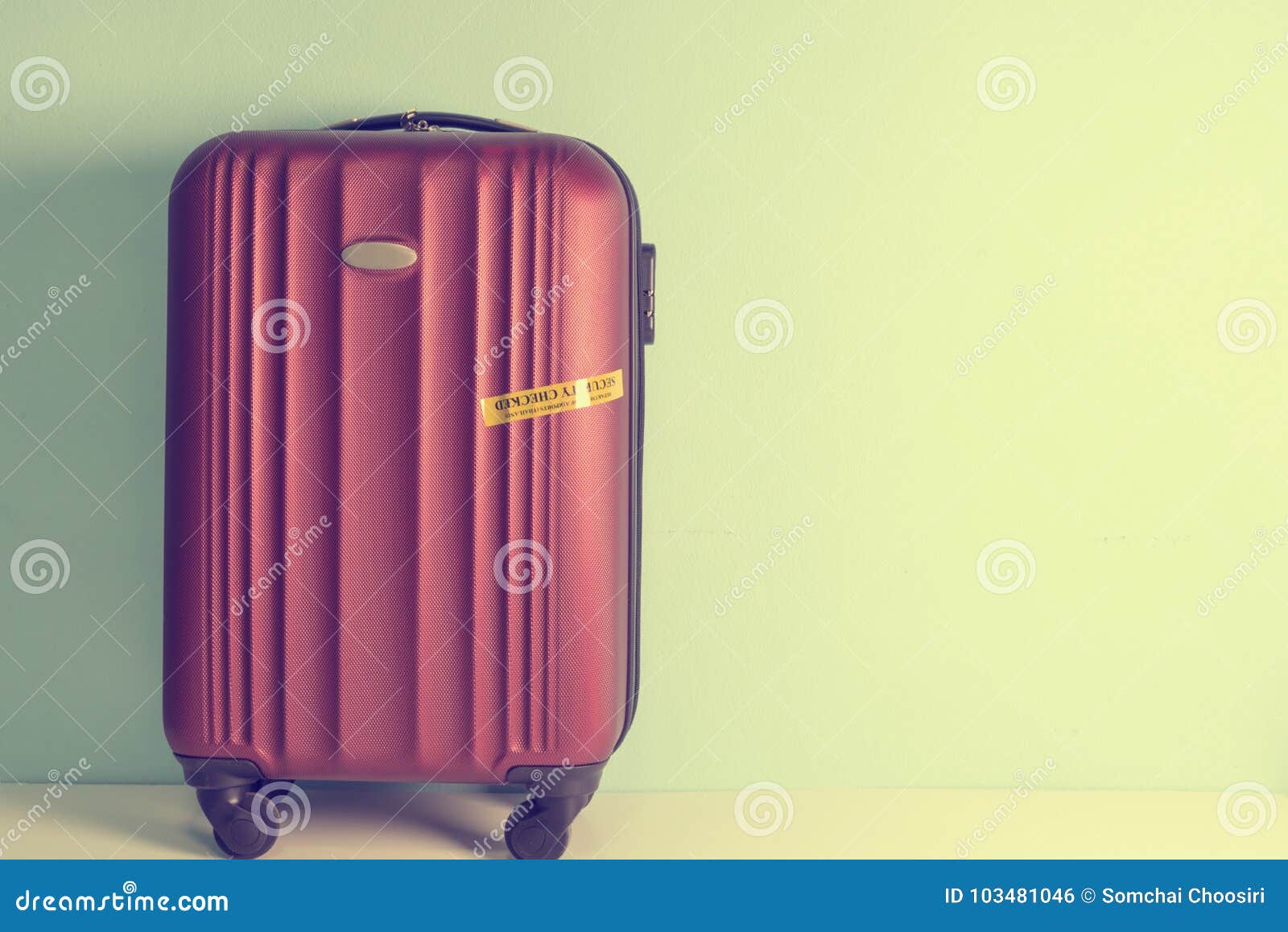 Four Wheeled Hard Shell Red Suitcase Stock Photo Image of close, vacation 103481046