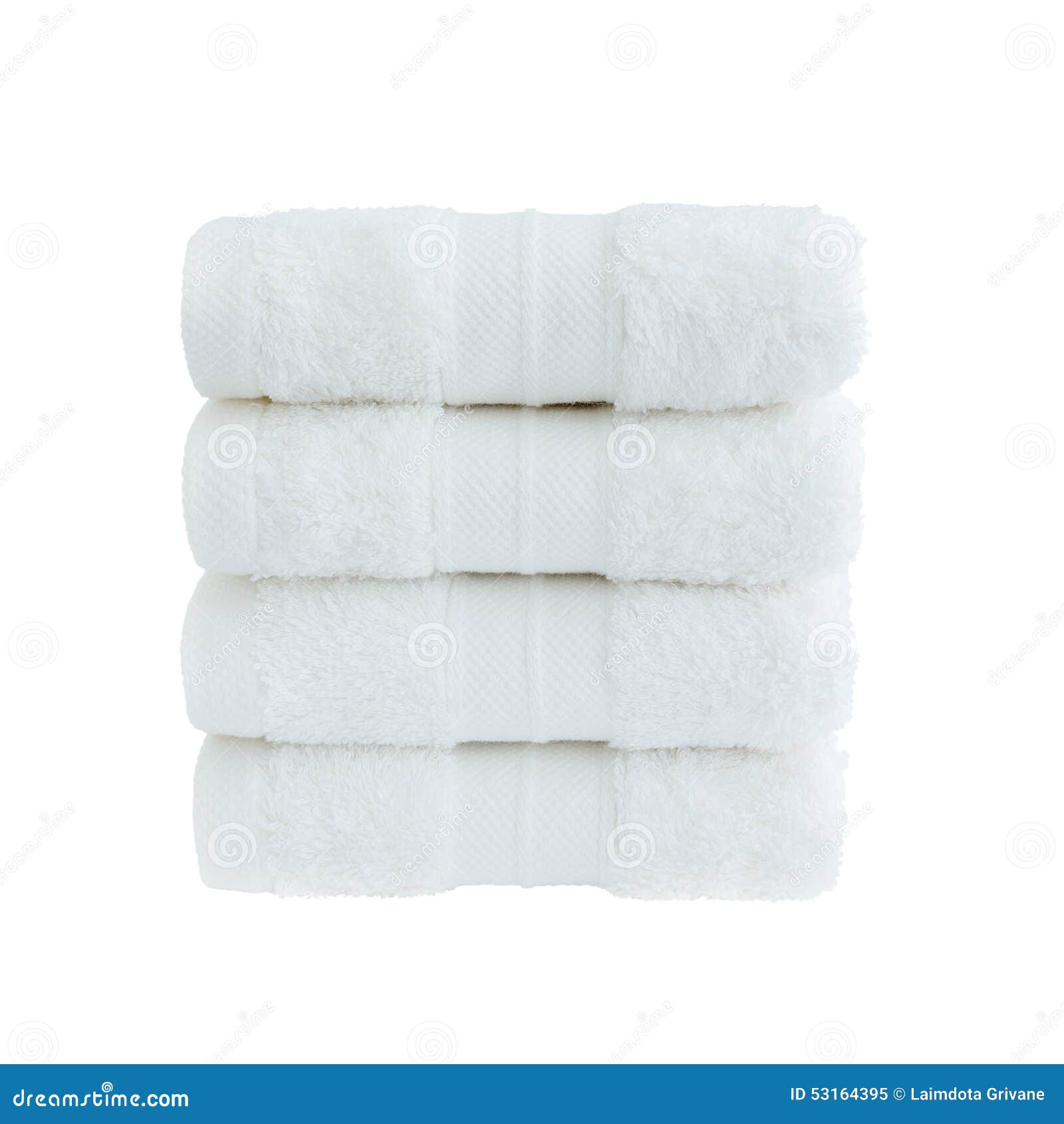Four White Bath Towels in Stack Isolated Over White Stock Image Image
