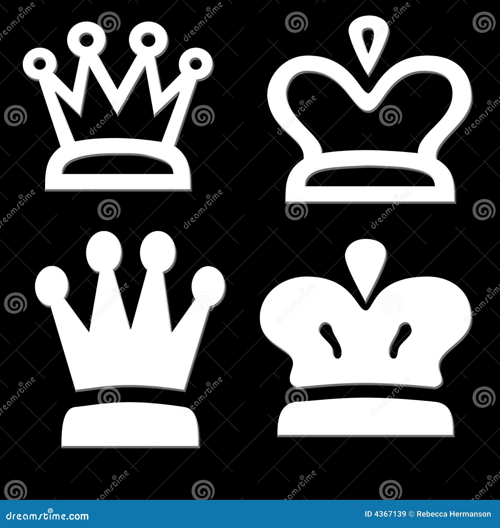 Four White Crown Shapes stock illustration. Illustration of objects