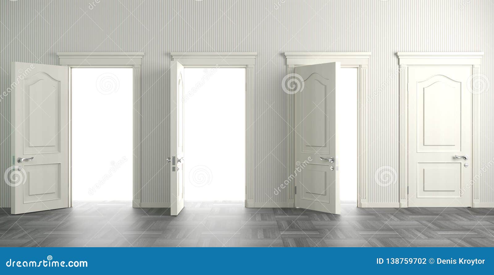 Four White Open Doors On The Wall Stock Photo Image Of Hospital