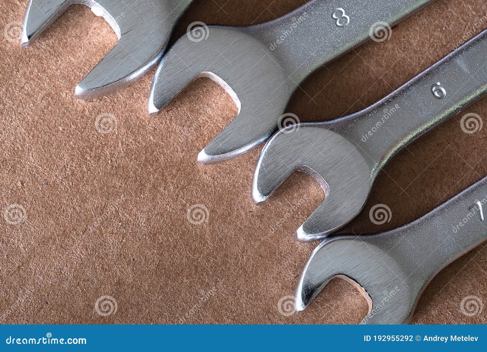 Four Wrenches, Auto Mechanic Tools on Brown Stock Photo - Image of copy,  repair: 192955292