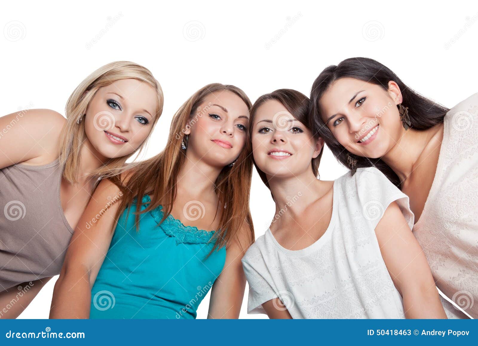 Four Young Woman Looking Down Stock Image - Image of long, beauty: 50418463