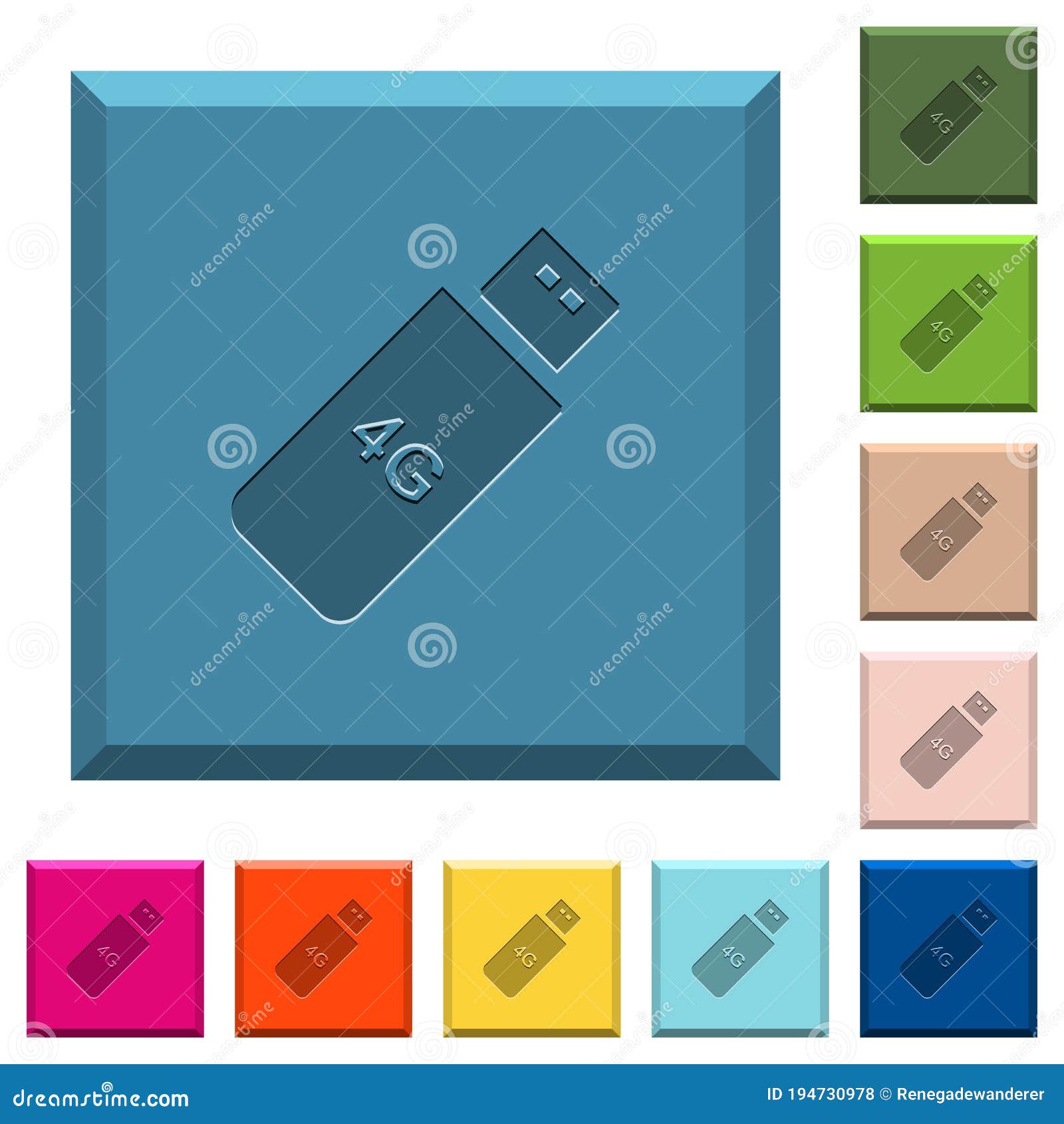 fourth generation mobile stick engraved icons on edged square buttons