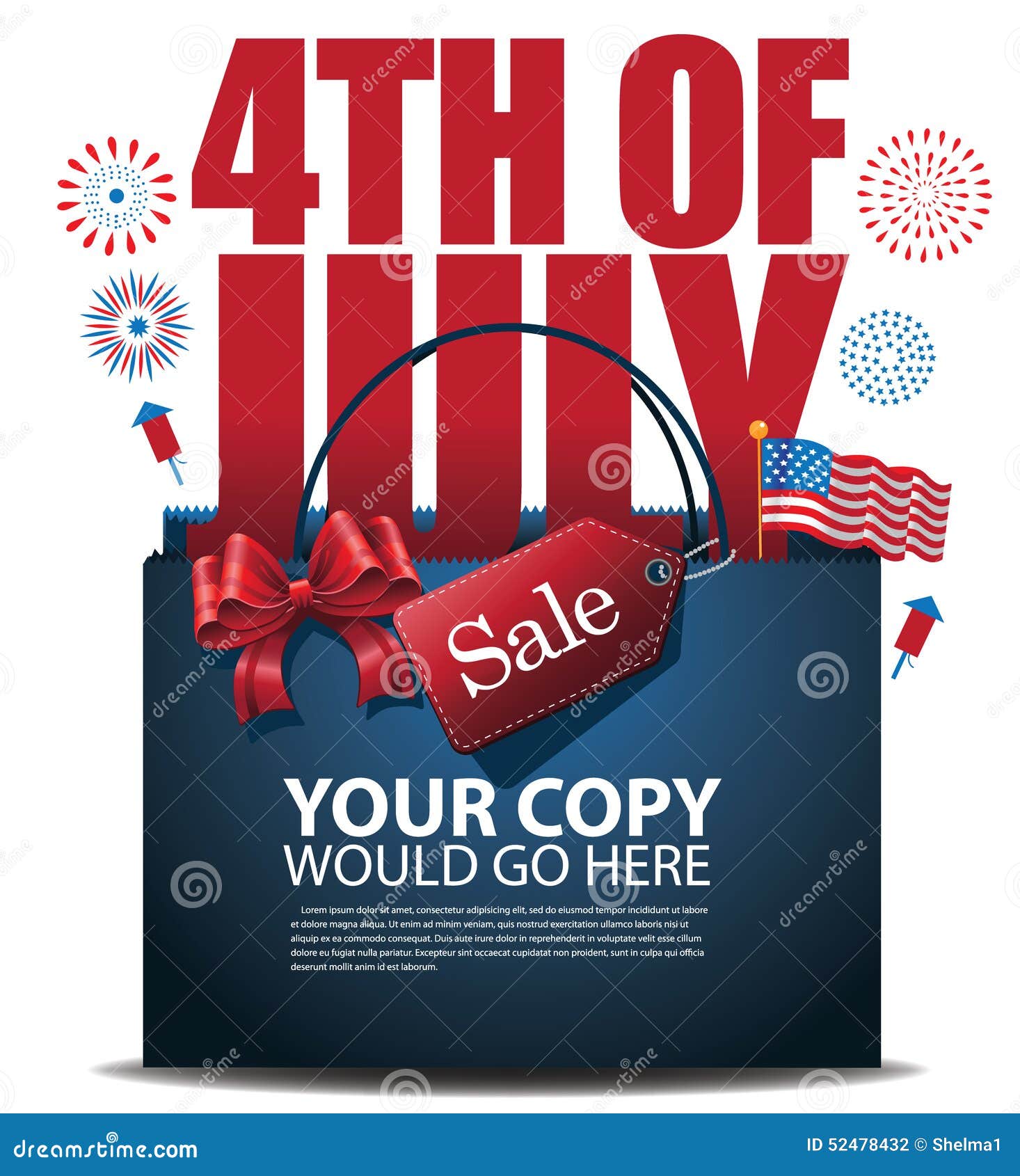 Fourth Of July Sale Shopping Bag Background EPS 10 Vector ...