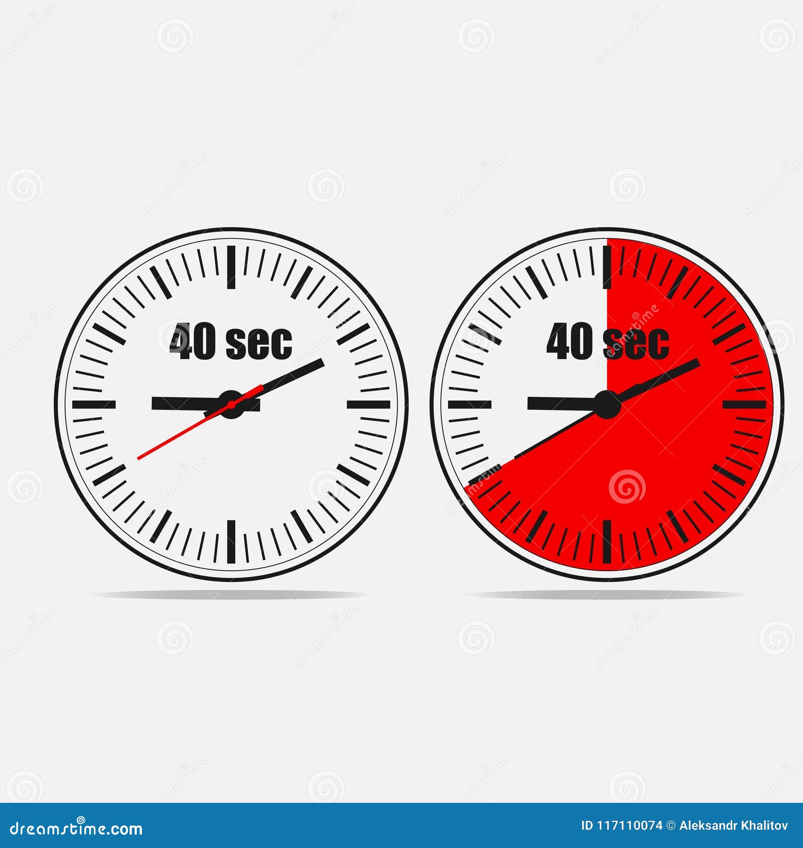 40 seconds timer on gray background stock illustration