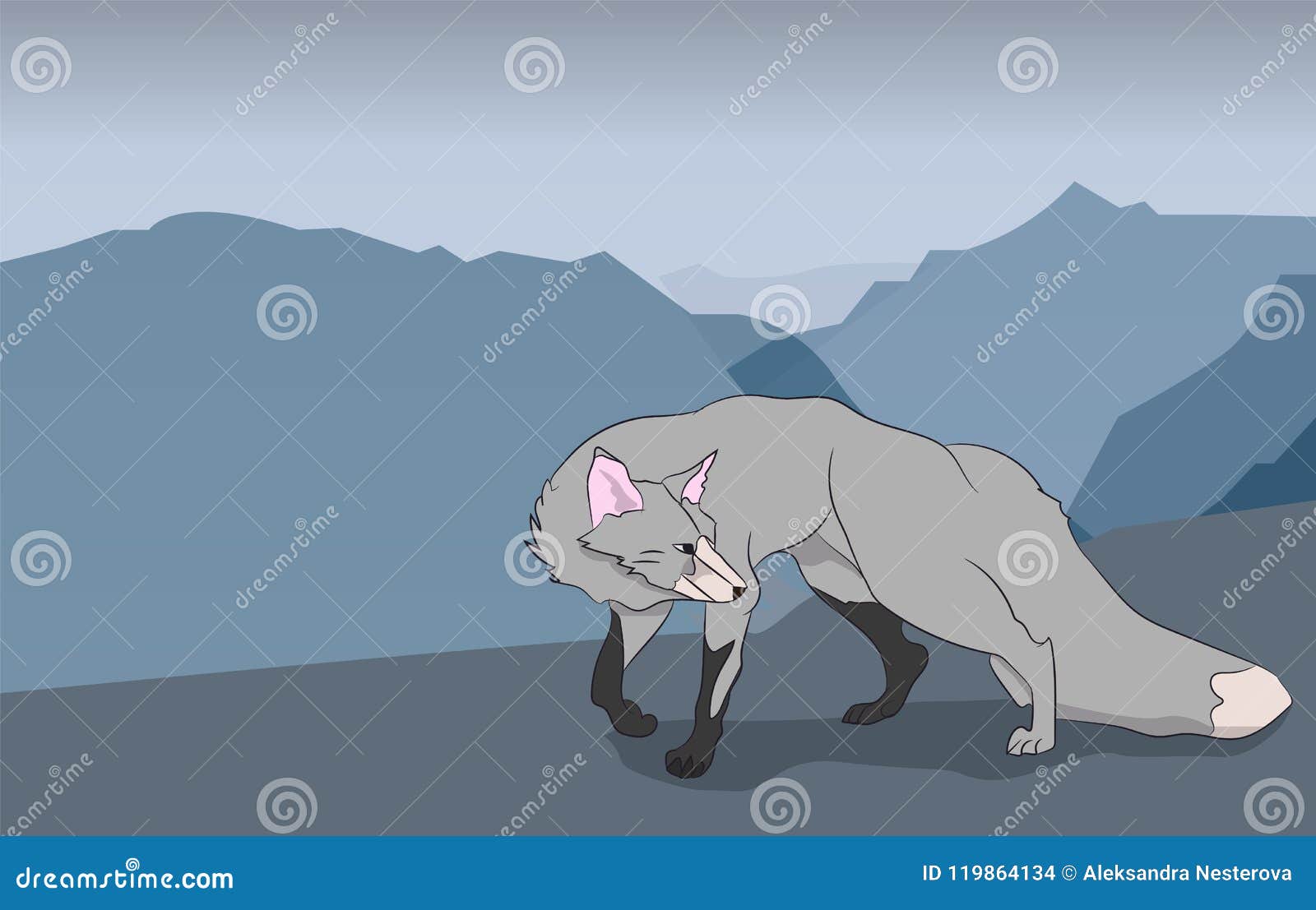 Fox on a Background of Mountains, Stock Vector - Illustration of design ...