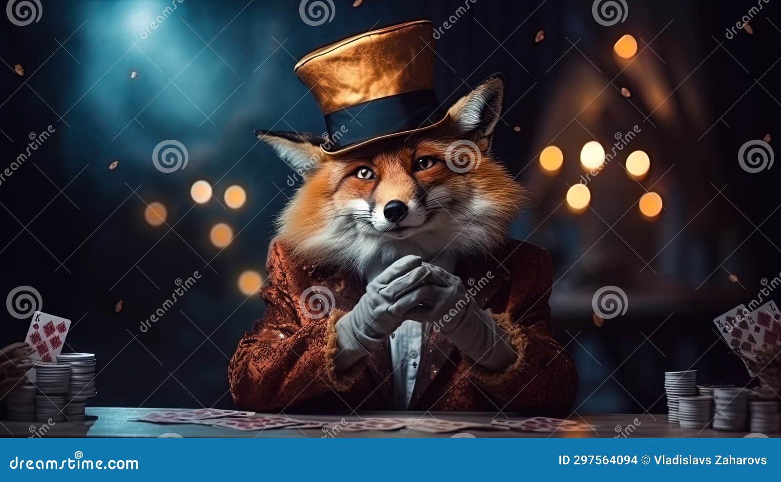 Fox with a Book of Spells, Studying the Ancient Secrets of Magic Stock