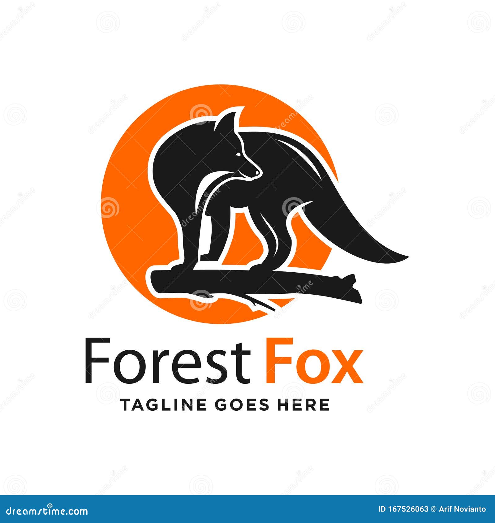 Fox and Circle Logo Design Template Stock Vector Illustration of cute