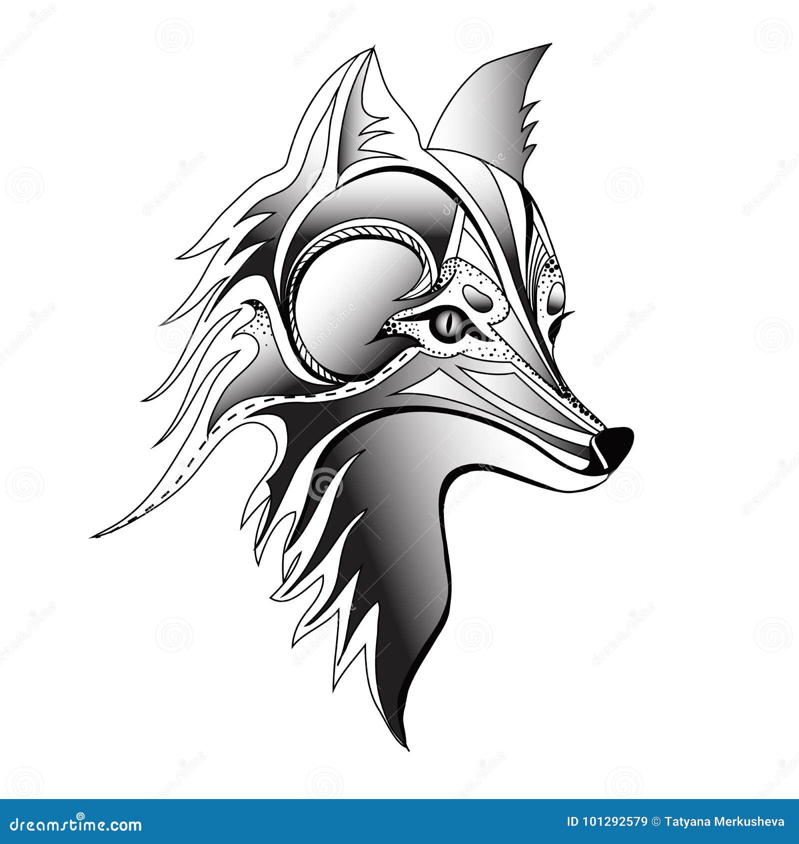 Tattoo Drawing Illustration Idea Download Hq Png  Black And White Fox  Drawing  800x788 PNG Download  PNGkit