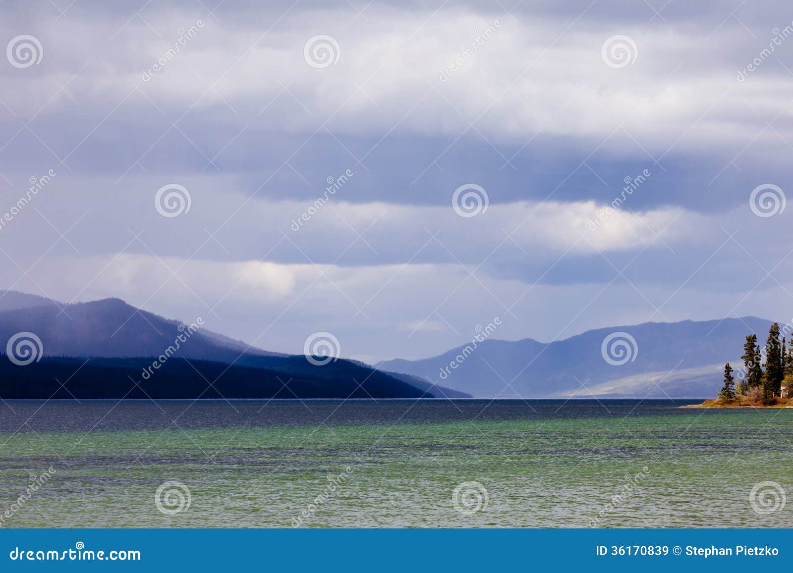 Fox Lake Dark Rain Clouds Yukon Territory Canada Stock Image Image of