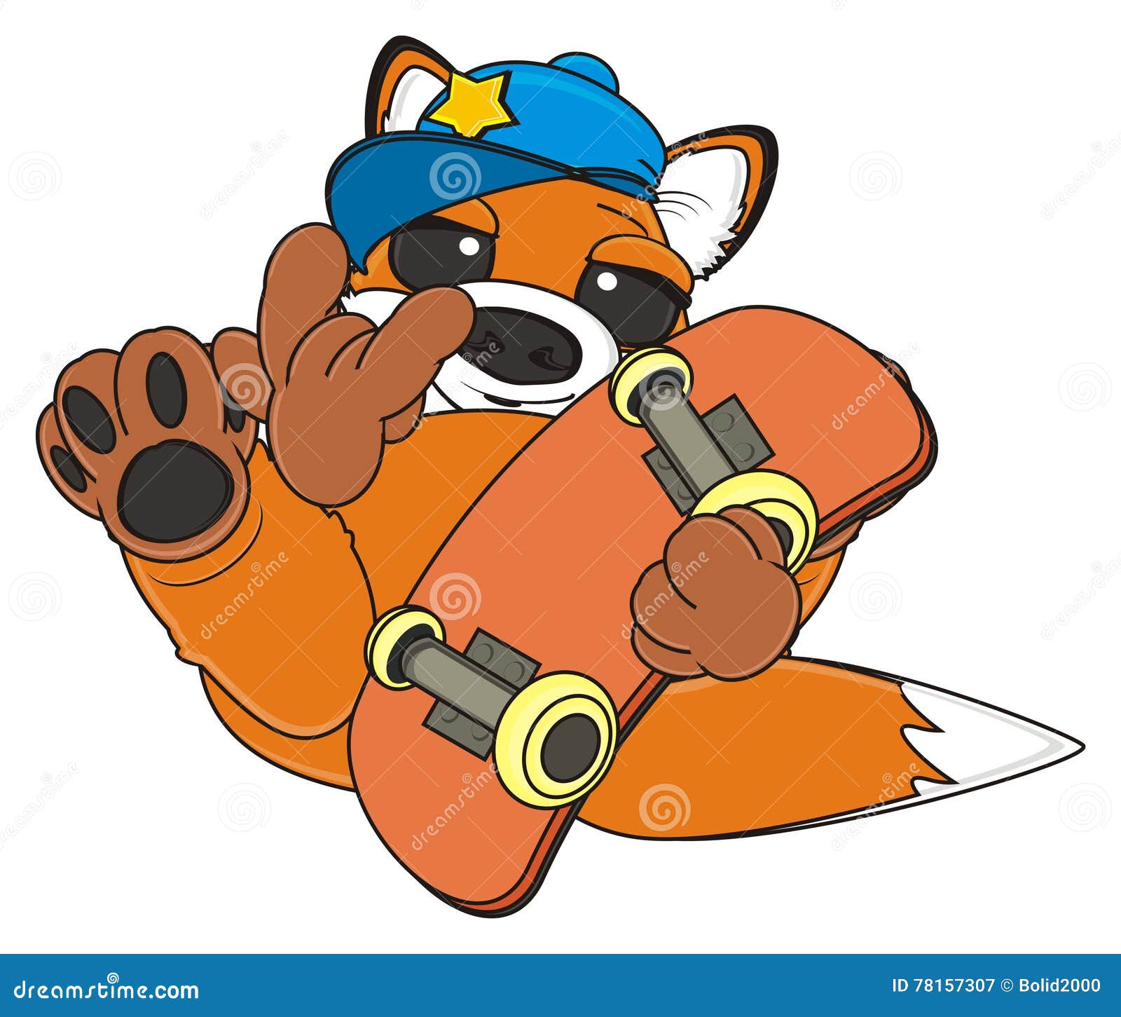 Fox mit Skateboard stock abbildung. Illustration von freundlich - 78157307