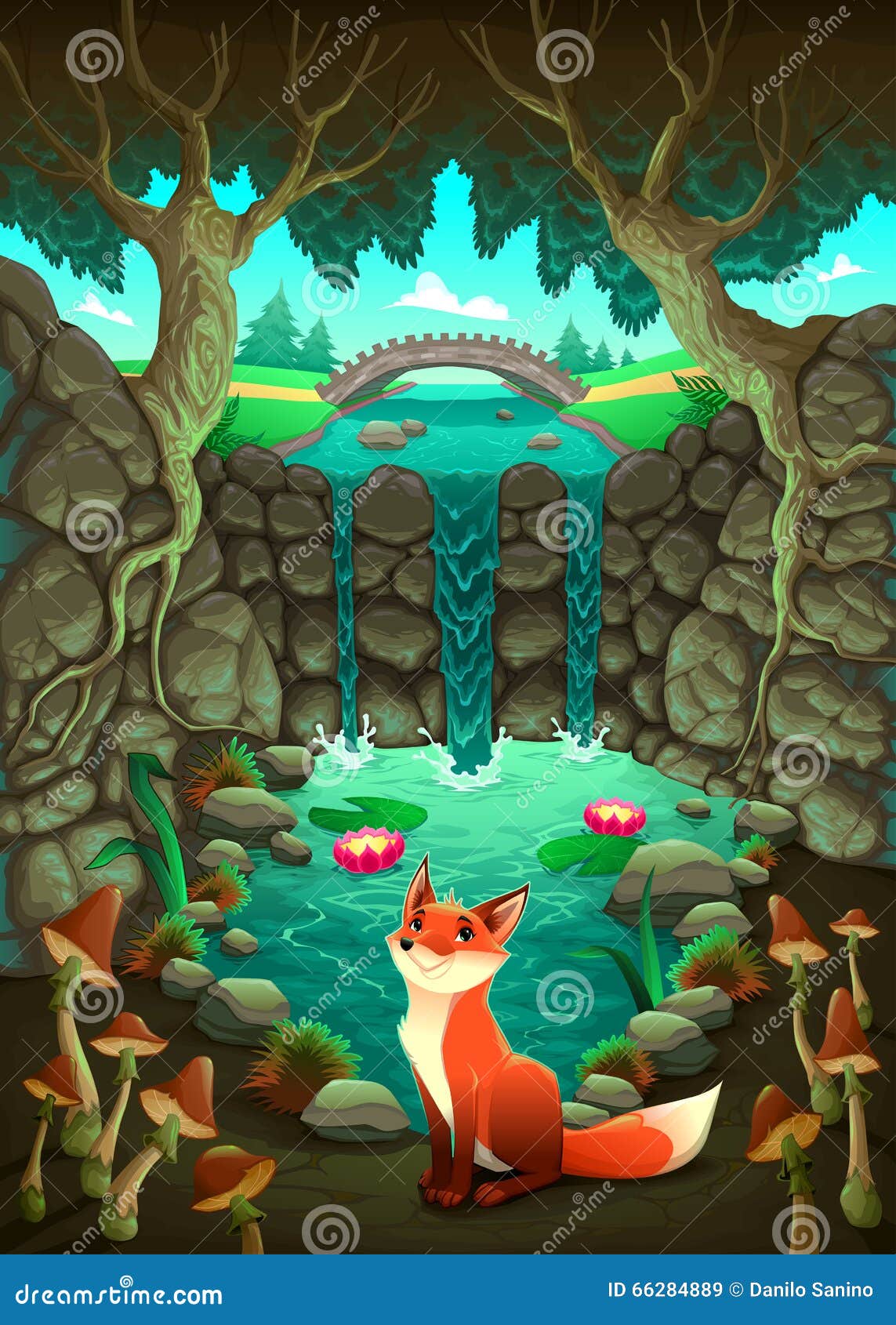 the fox near a pond