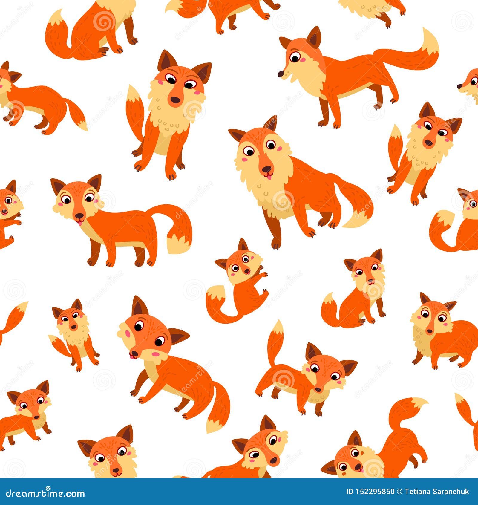 Fox Nursery Seamless Pattern. Vector Illustration Background Stock