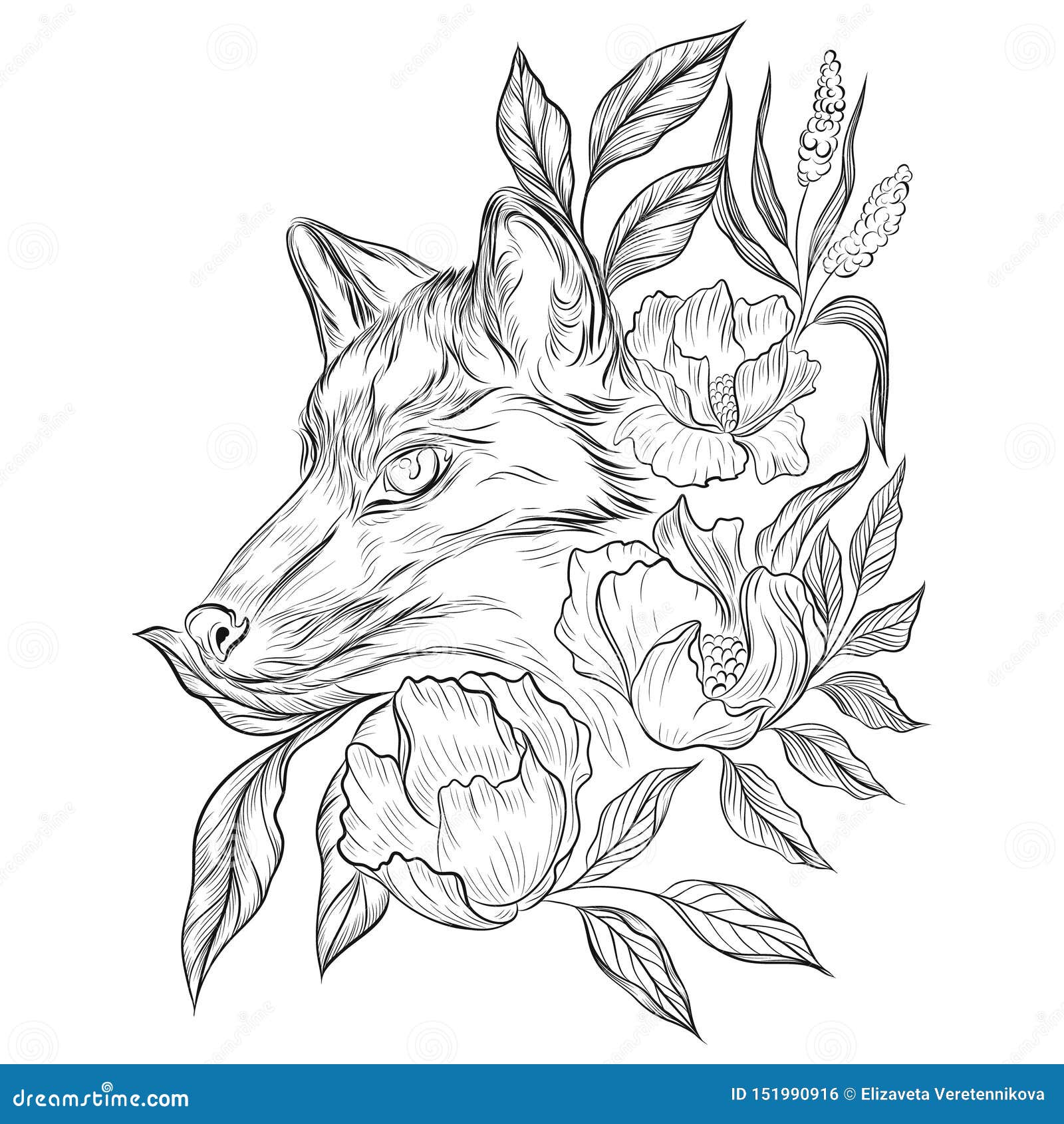 Fox tattoo stock vector. Illustration of colorful, face - 151990916