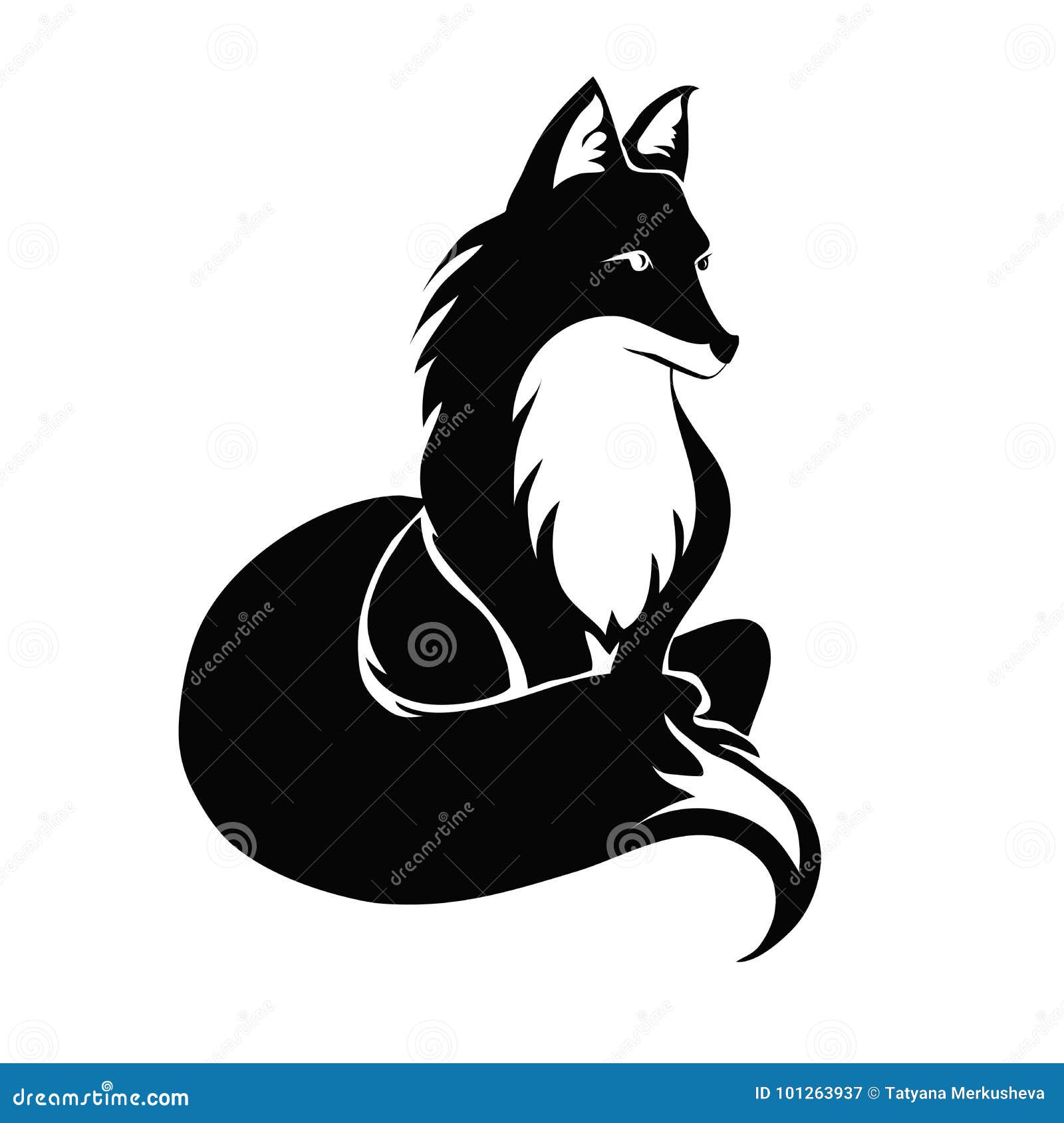 Fox Tattoo. Vector Illustration, Isolated on White. Stock Vector - Illustration of wildlife, head: 101263937