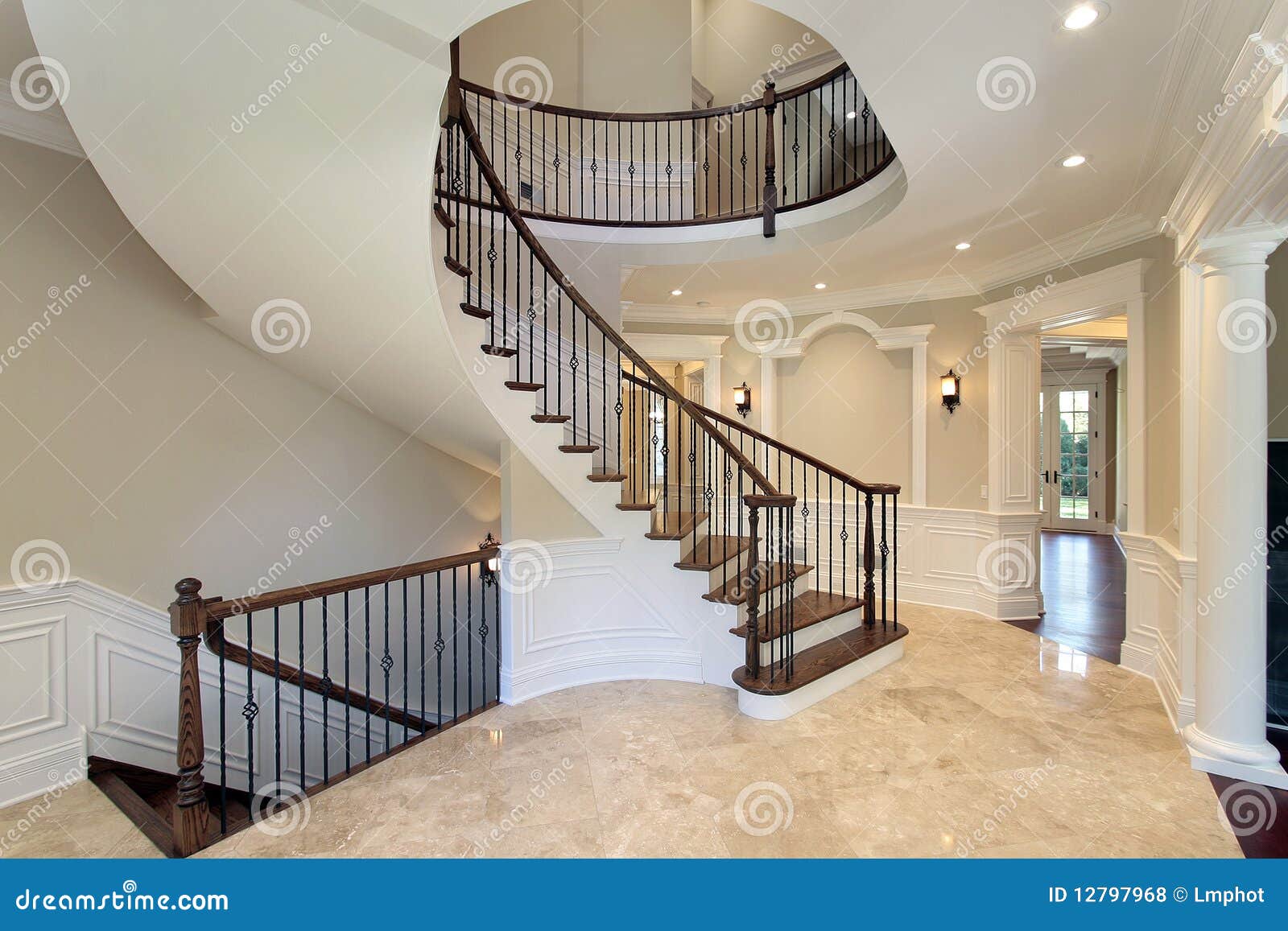 Foyer With Curved Staircase RoyaltyFree Stock Image CartoonDealer