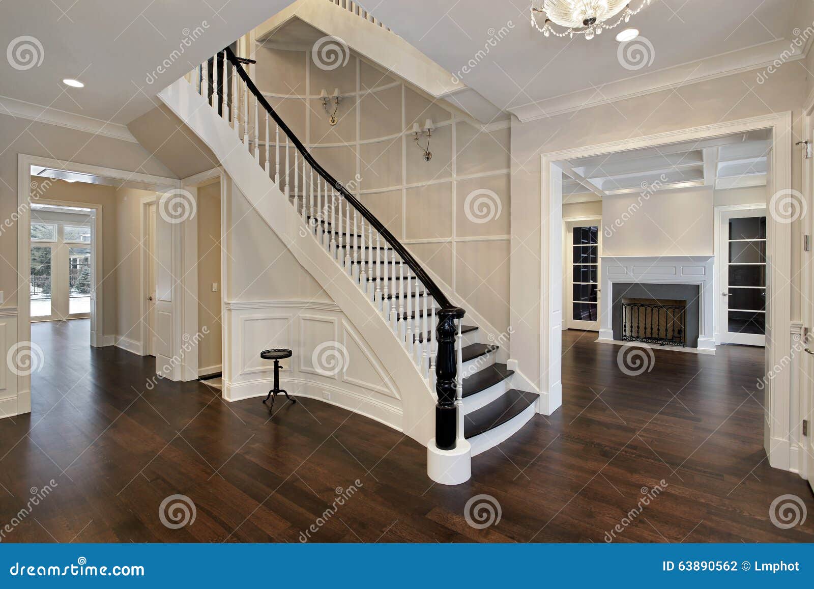 Foyer With Curved Staircase Stock Photo Image Of Suburban