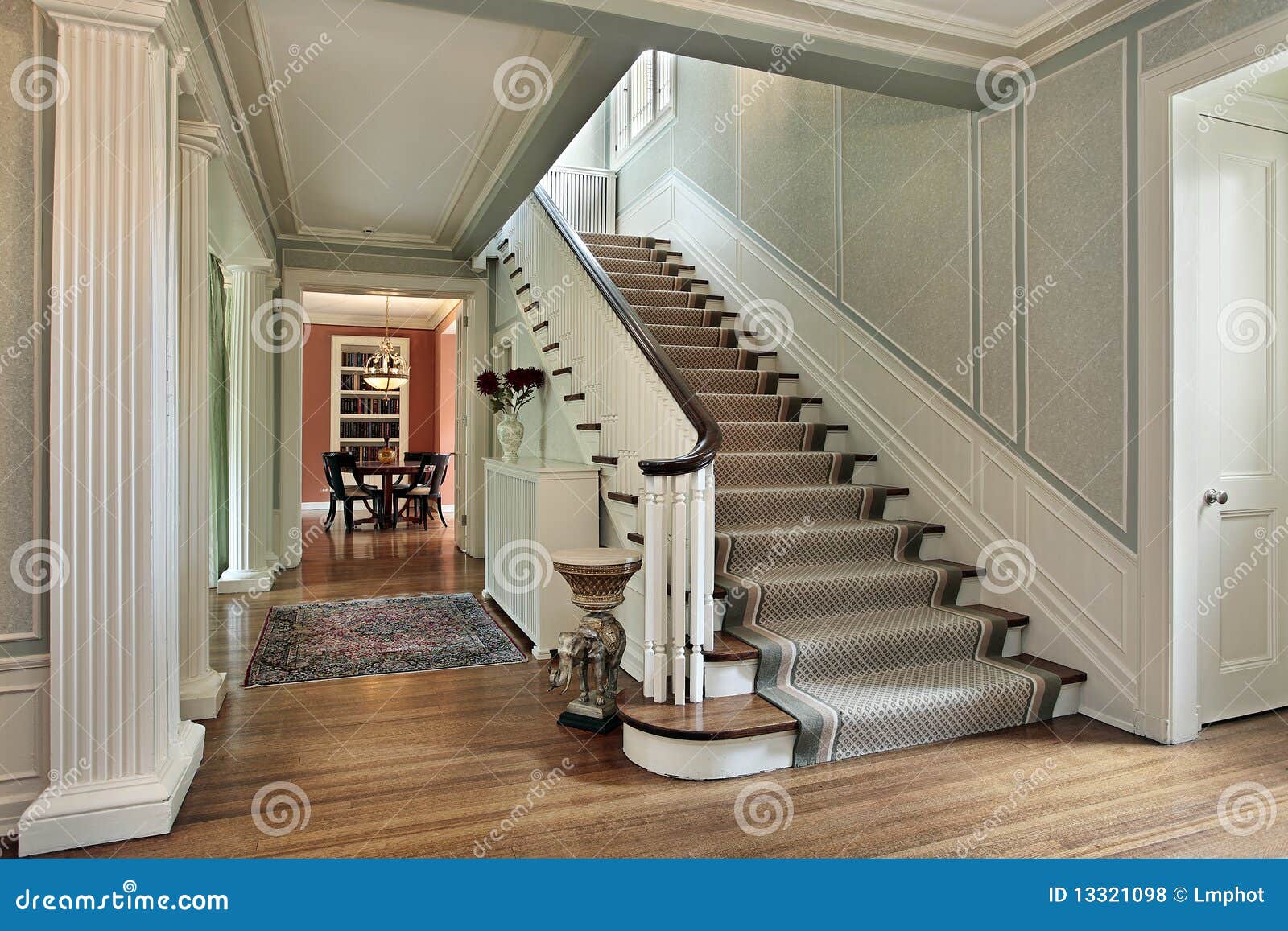 Foyer with green walls stock photo. Image of house, floor 13321098