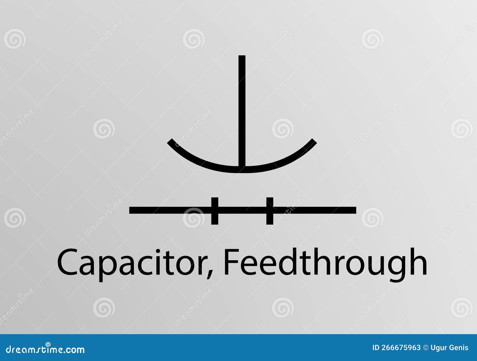 A Polarized Capacitor Electrical Symbol Against A White Backdrop Stock