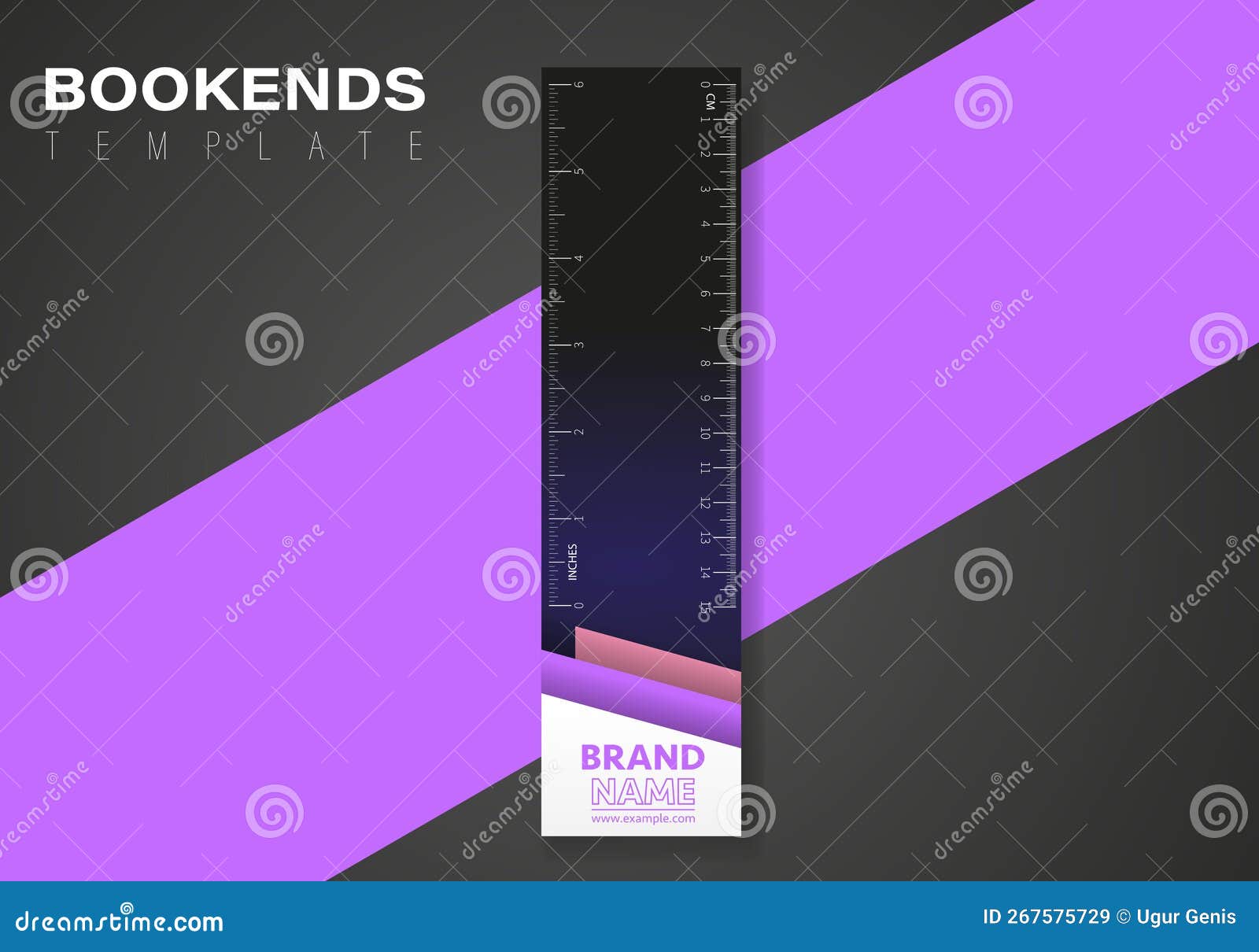 Vertical Vector Bookmarks Design Template with Ruller and Logo Space