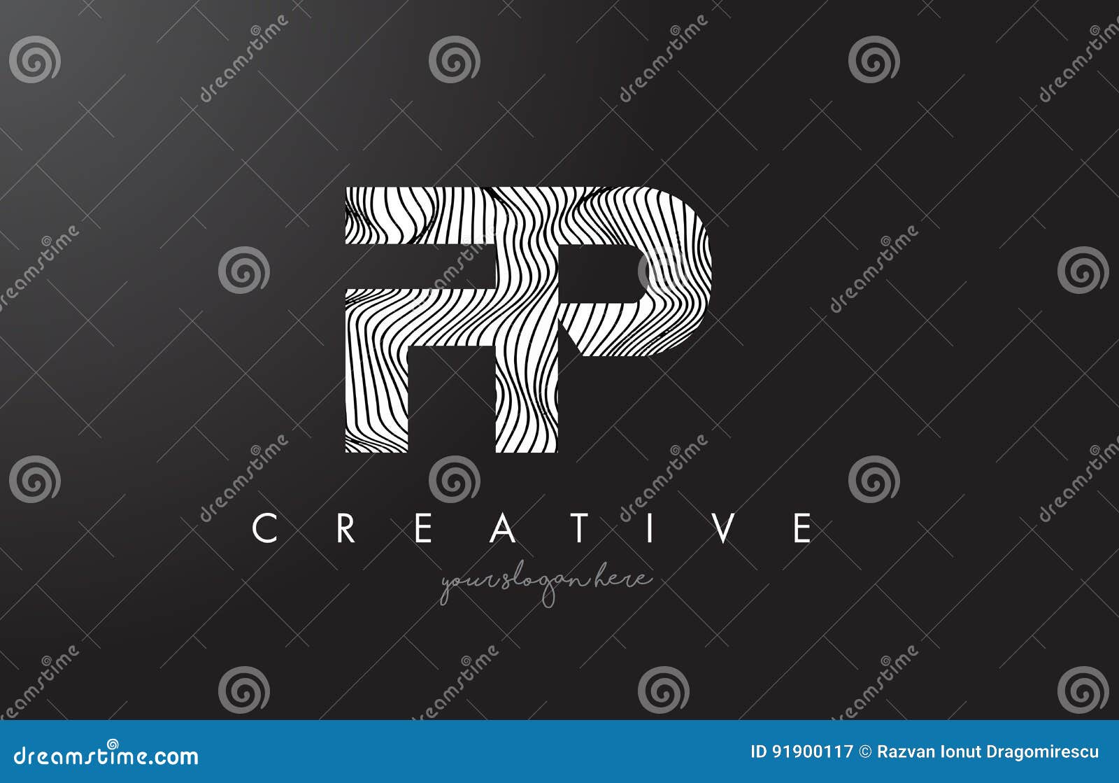 fp f p letter logo with zebra lines texture  .