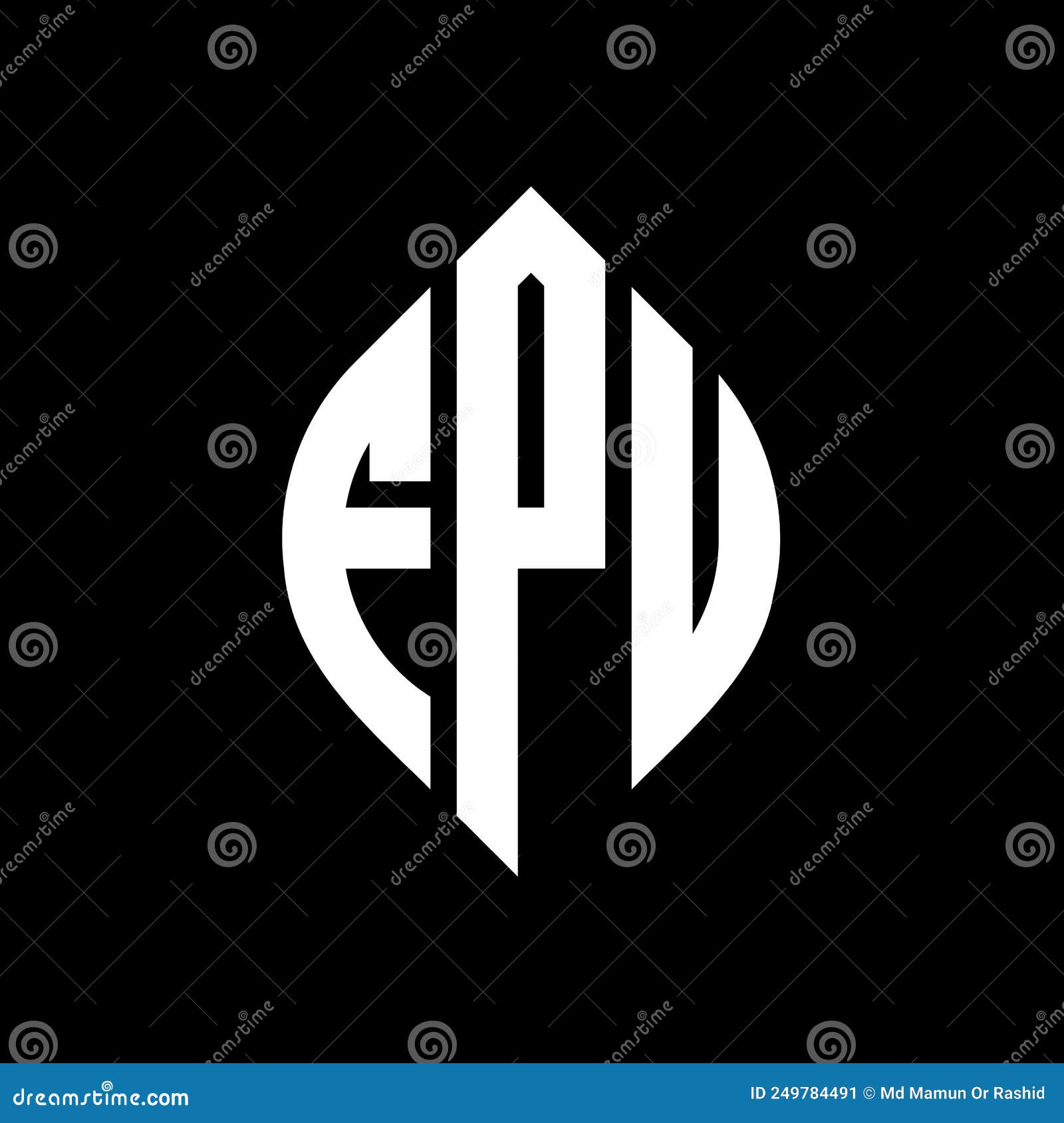 fpu circle letter logo  with circle and ellipse . fpu ellipse letters with typographic style. the three initials form a