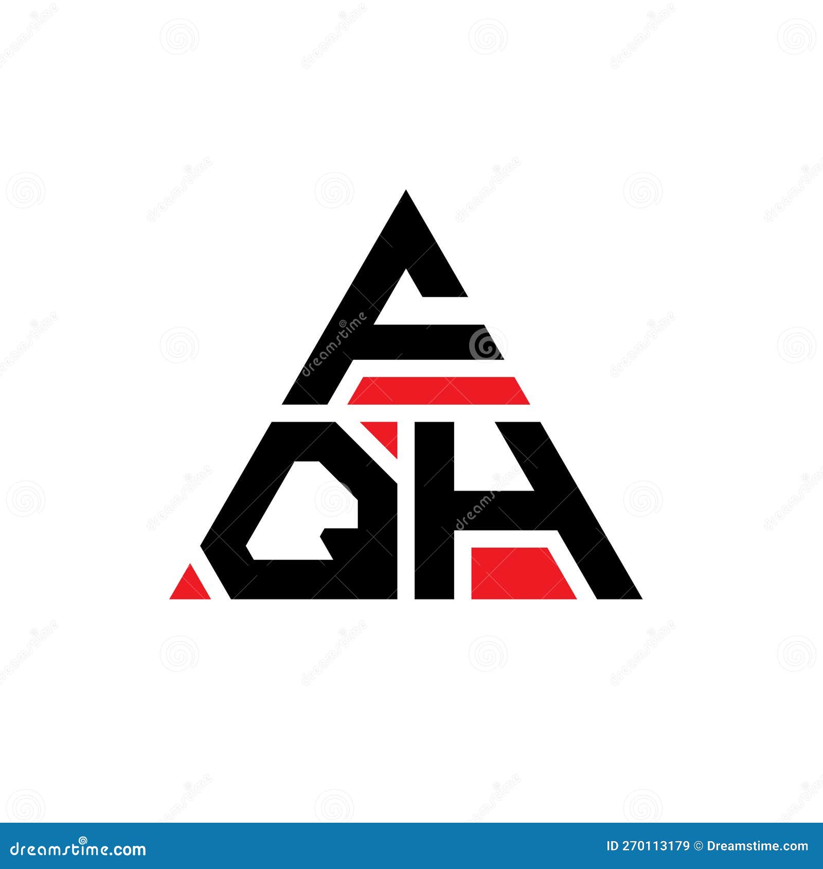 fqh triangle letter logo  with triangle . fqh triangle logo  monogram. fqh triangle  logo template with red