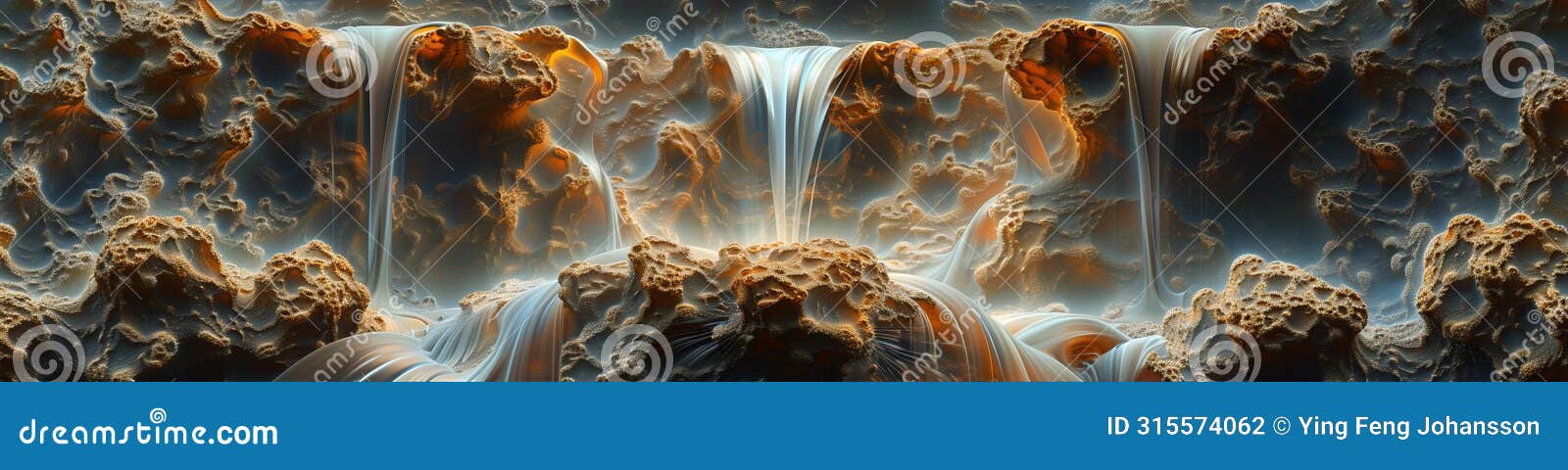 fractal cascade of wonder: a breathtaking waterfall flows with intricate fractal pattern