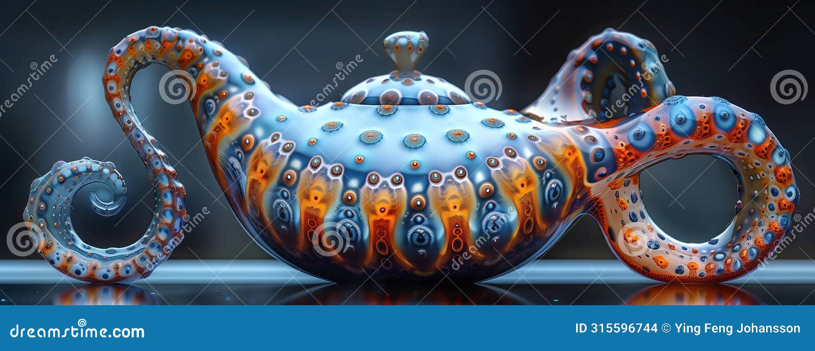 fractal symphony in ceramics: a teapot adorned with an intricate fractal .