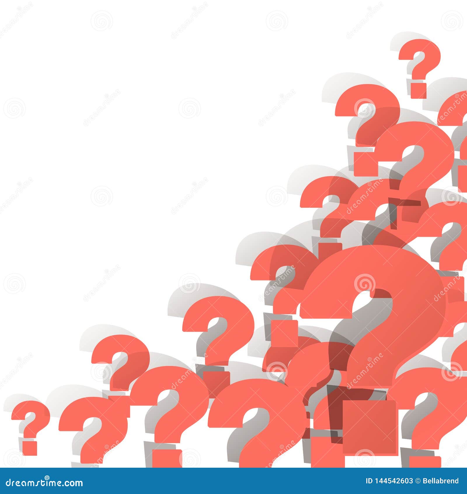 Question Marks Coral Color in the Corner on a White Background Stock ...