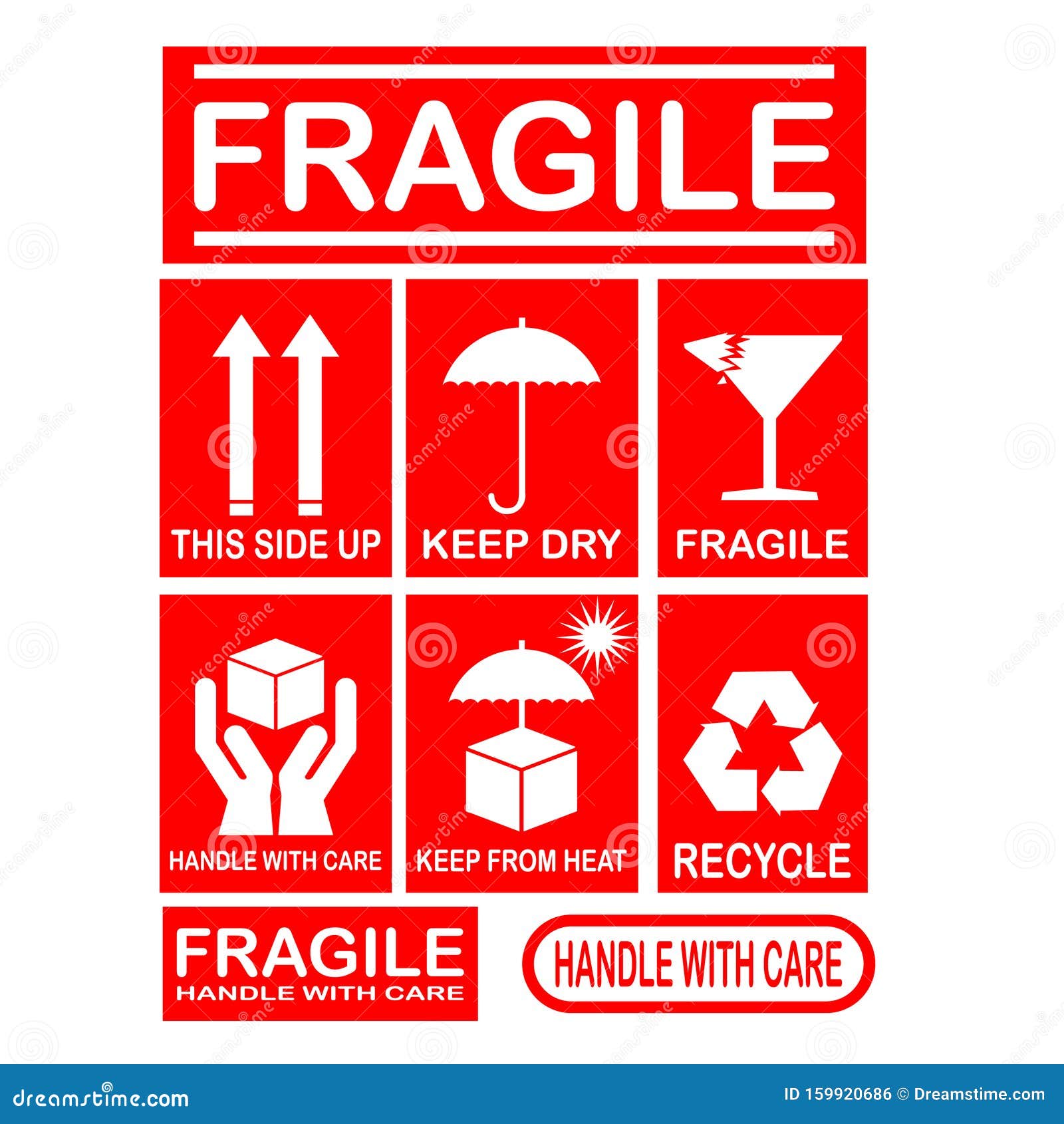 160 FRAGILE Handle with care Labels Large Stickers 