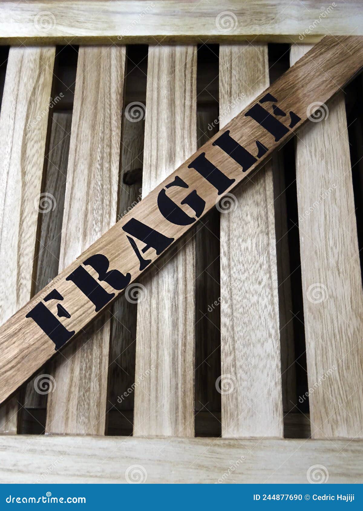 fragile military tipo on wooden surface
