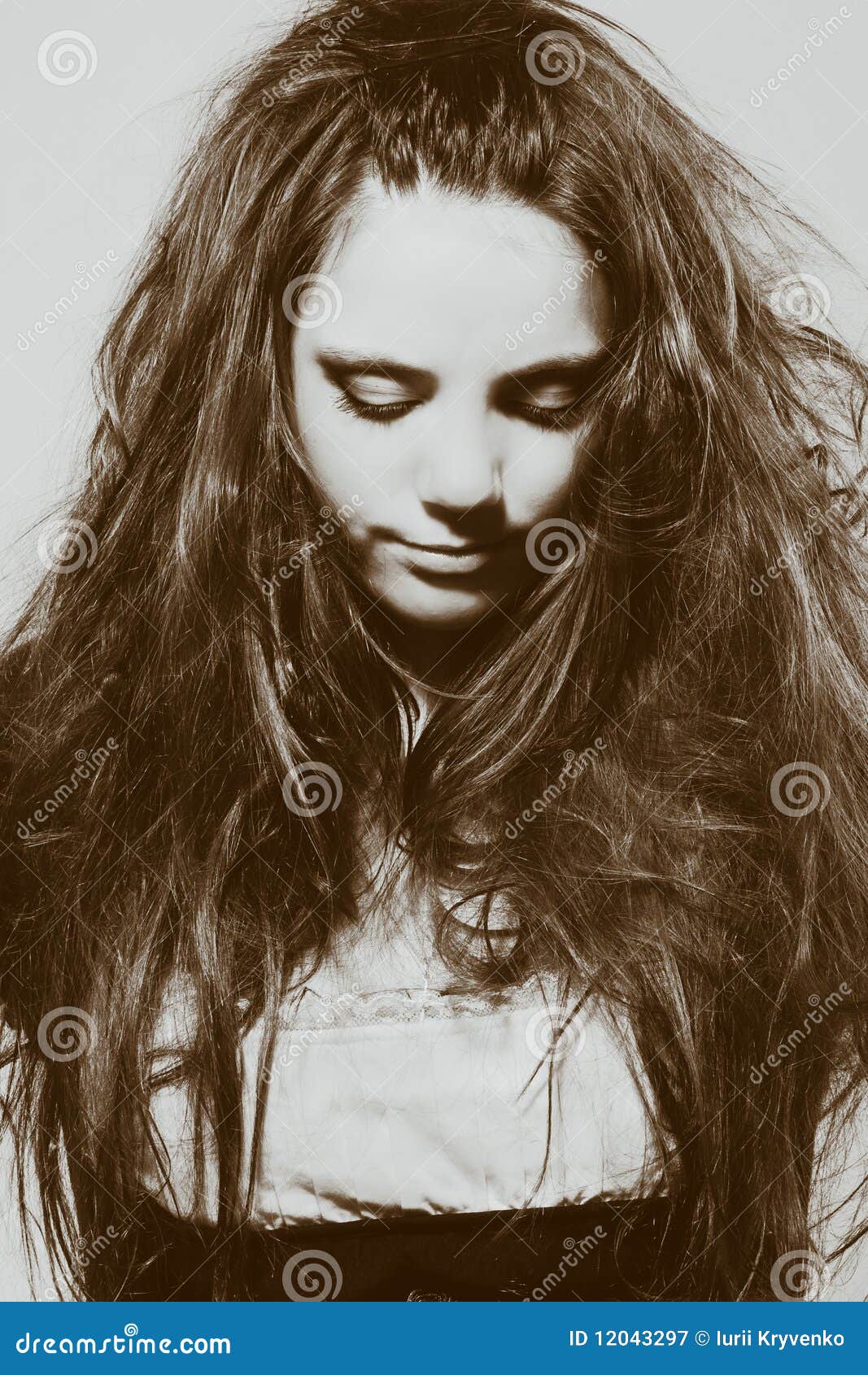 Fragile Woman Looking Down Royalty Free Stock Photography 