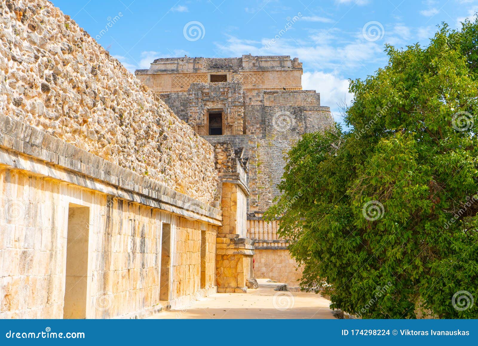 fragment of the adivino the pyramid of the magician or the pyramid of the dwarf. uxmal an ancient maya city of the classical per