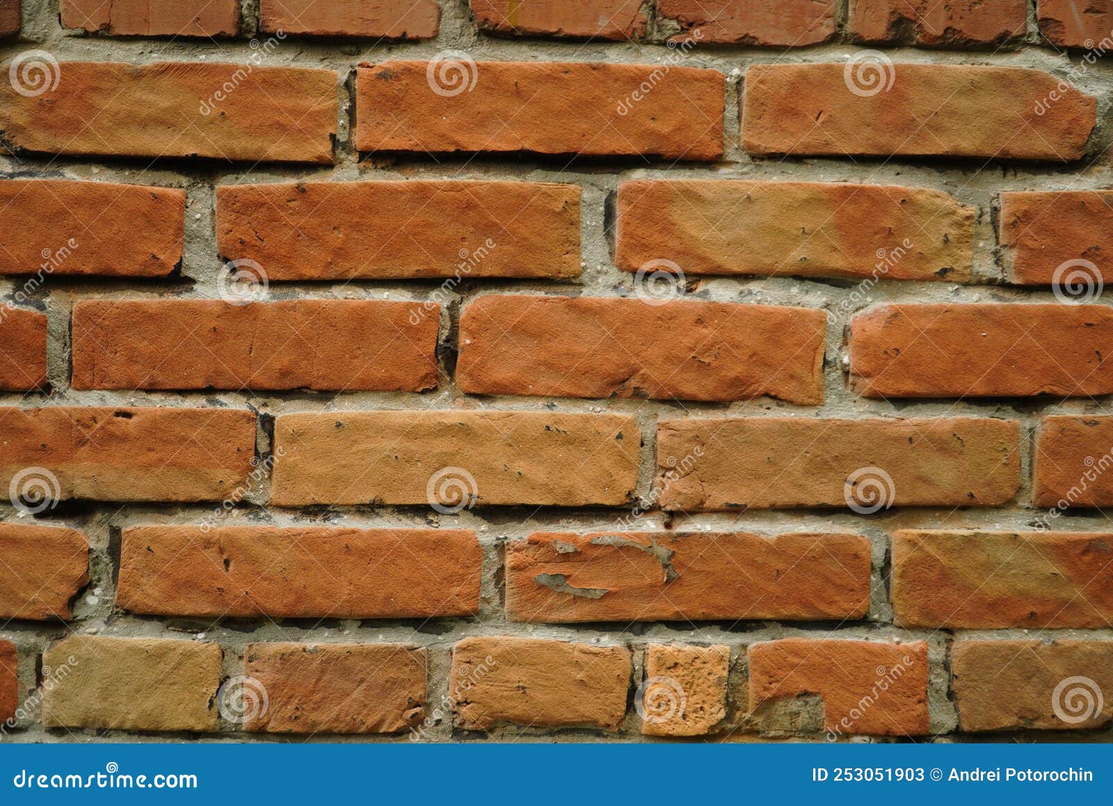 Fragment of a Ceramic Brick Wall with White Masonry Mortar, White