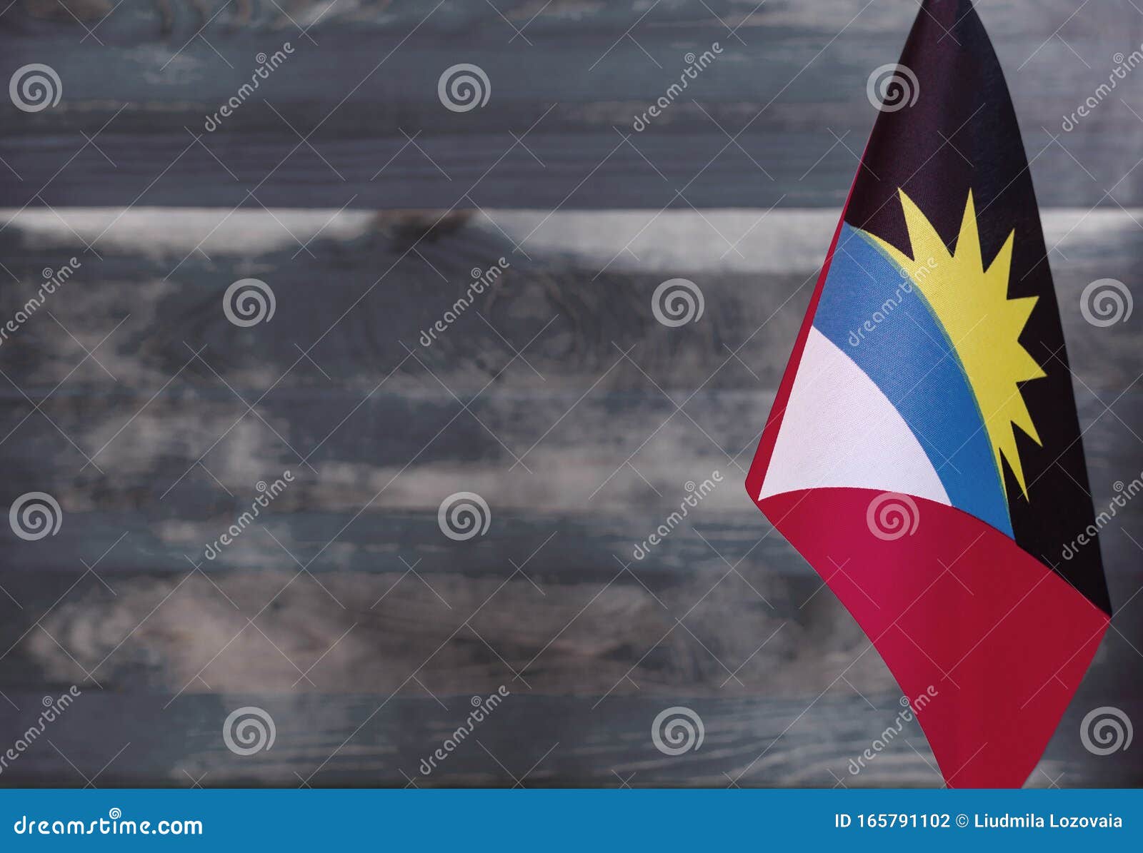 Download Fragment Of The Flag Of Antigua And Barbuda In The Foreground Blurred Light Background Copy ...