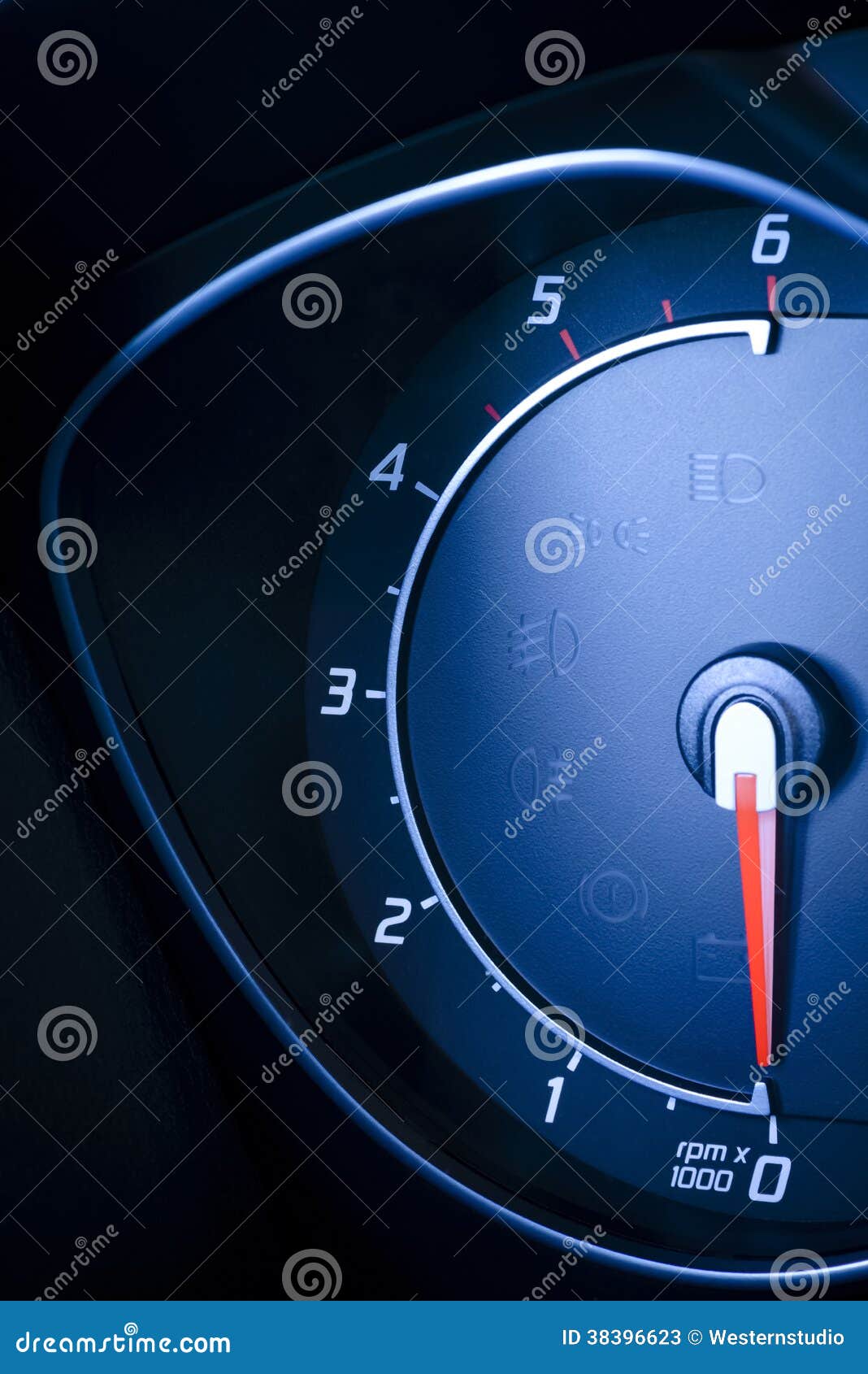 Fragment of Instrument Panel of Car Speedometer, Tachometer with Stock