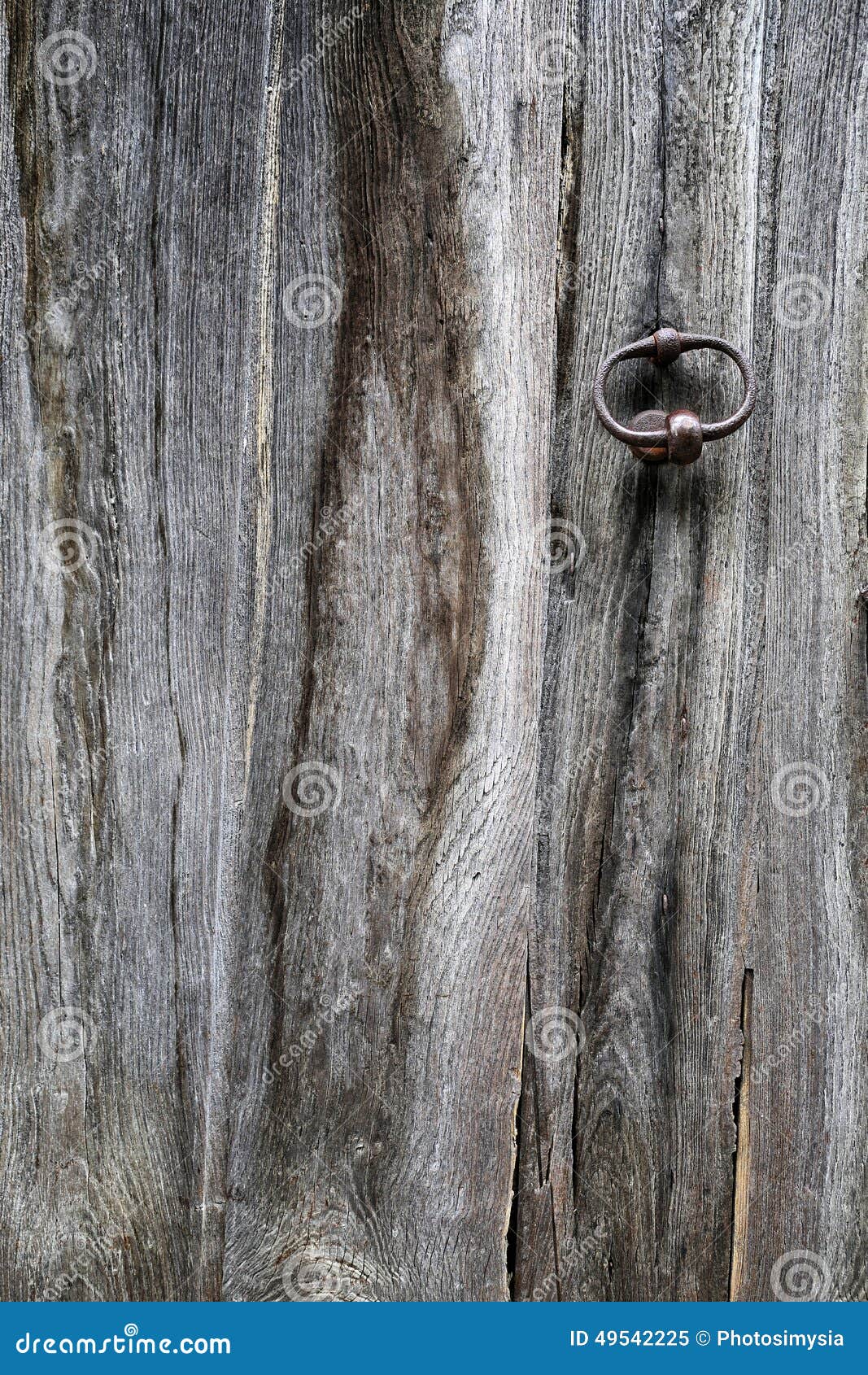 Fragment of an Old Wooden Door with Hardware Elements Stock Image