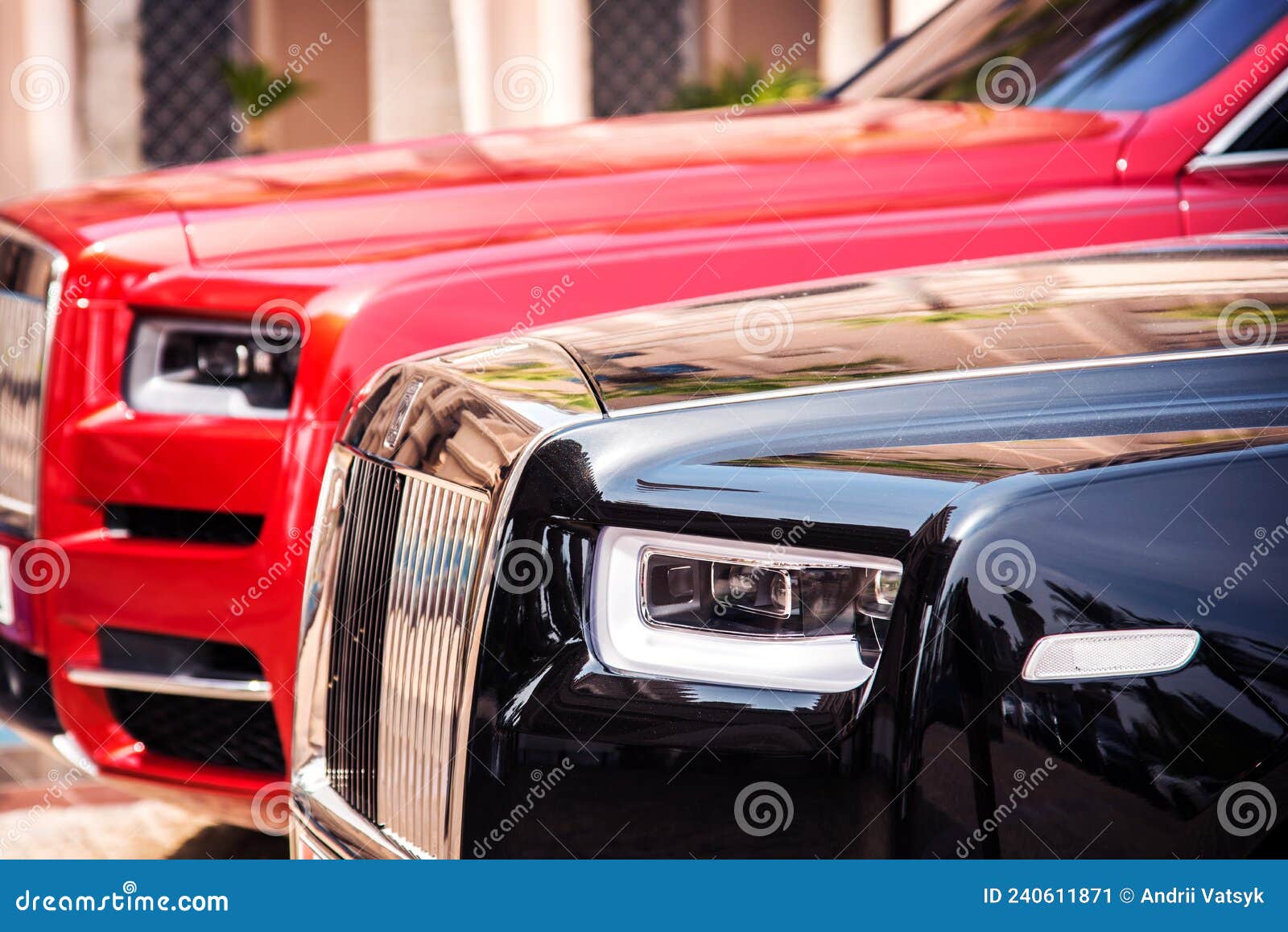 Fragment with Original Headlights of a Modern Expensive Car Stock Image