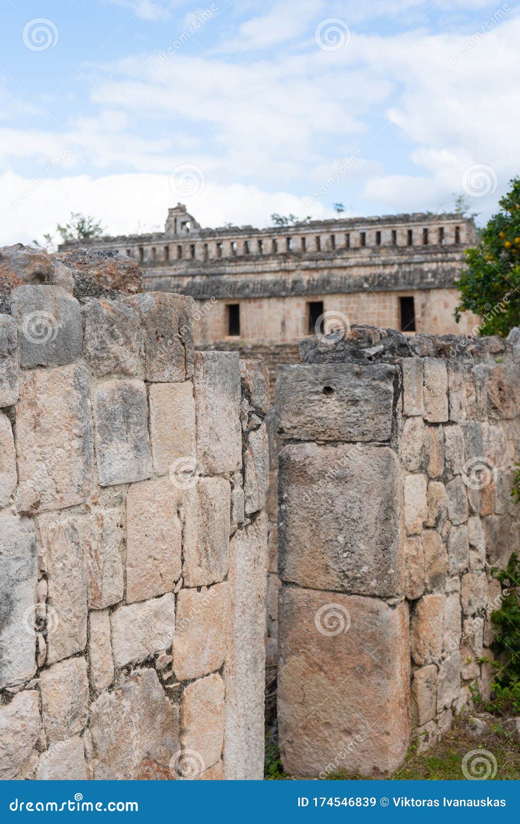fragment of palace of the masks codz poop in kabah mayan archaeological site. yucatan.