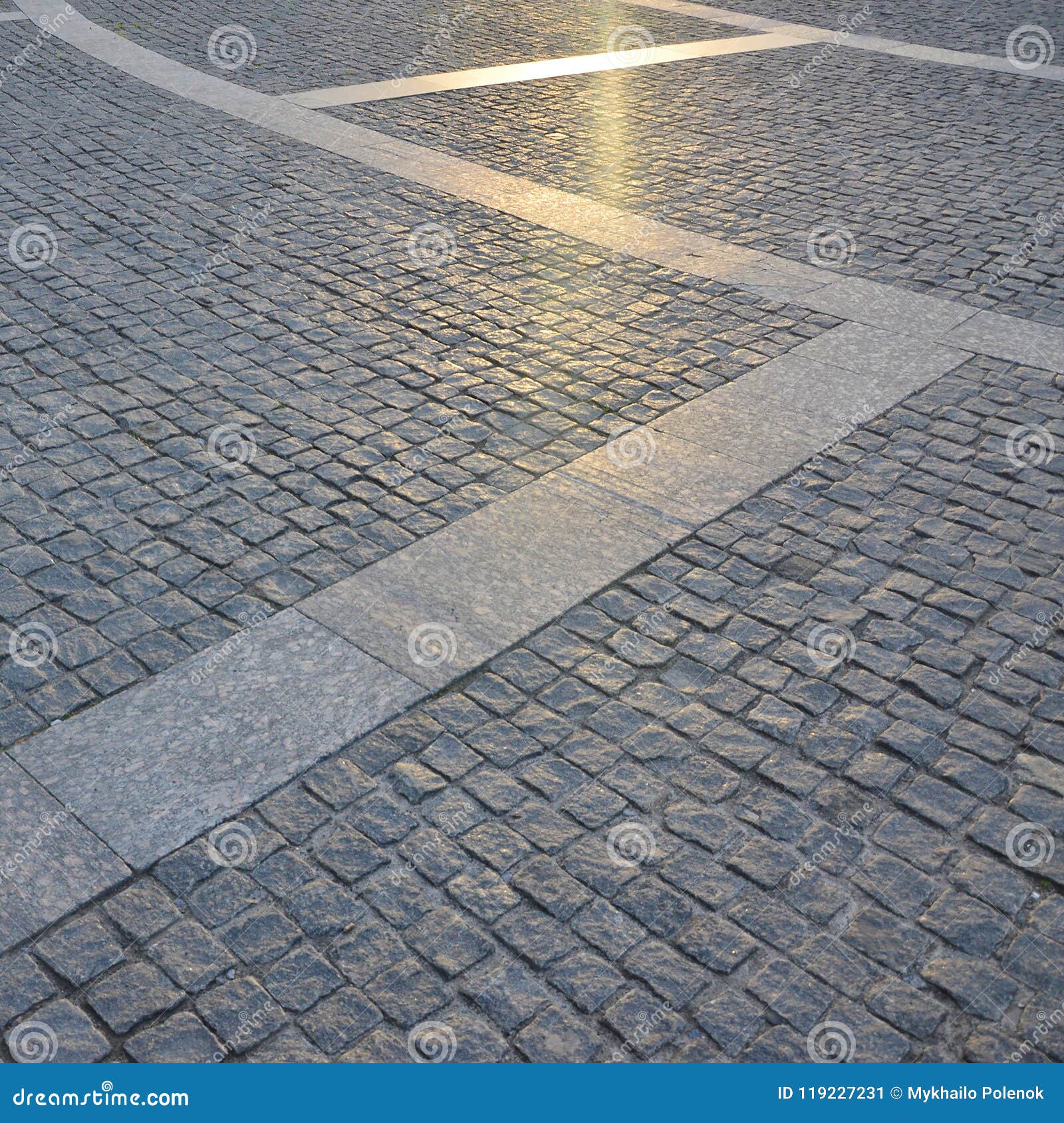 fragment of the street square, folded out of a gray square pavin