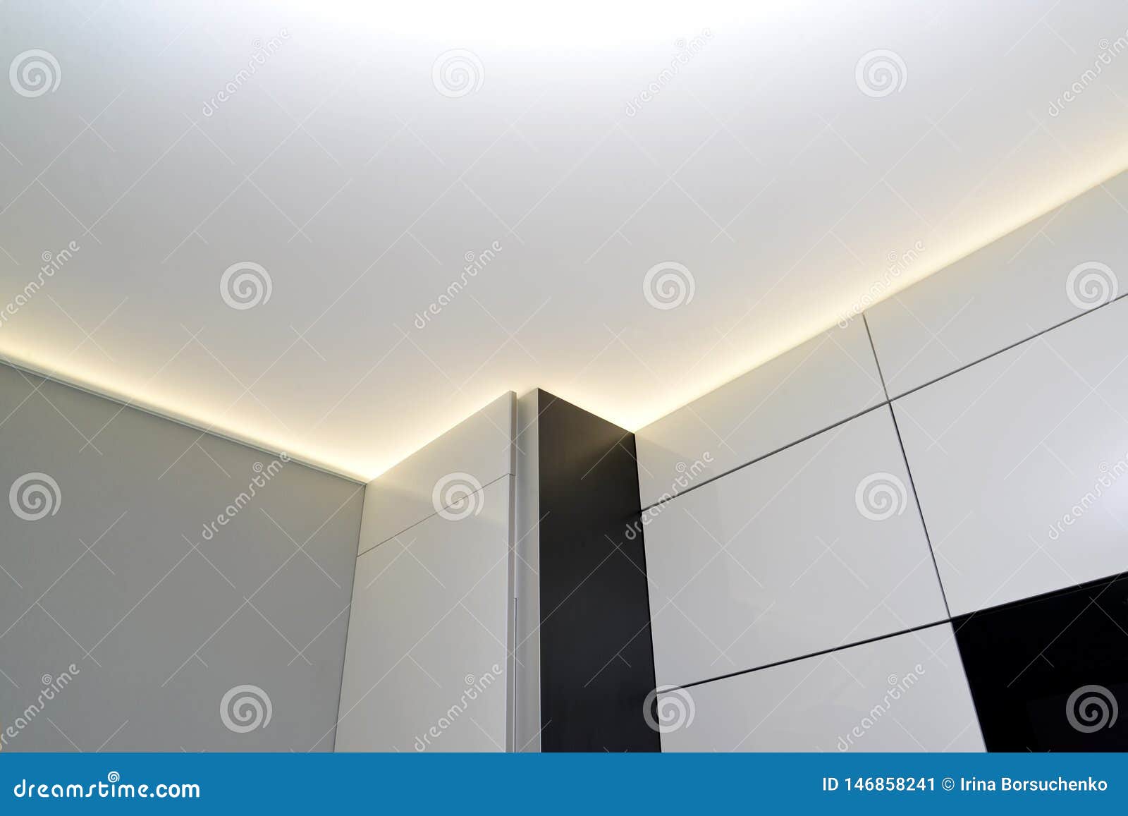 Fragment Of A Stretch Ceiling With The Hidden Led