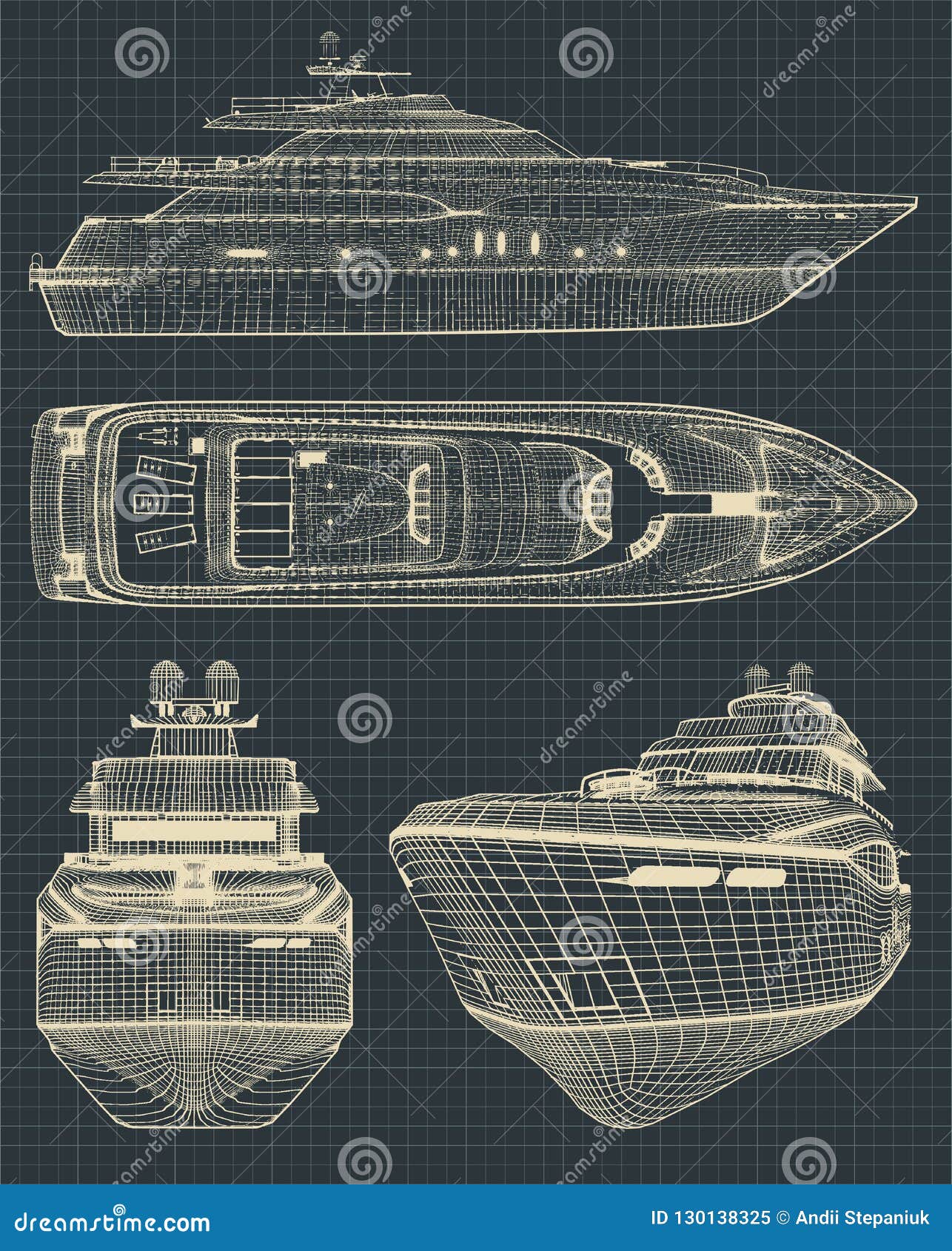 Drawings of a modern yacht stock vector. Illustration of sketch - 130138325