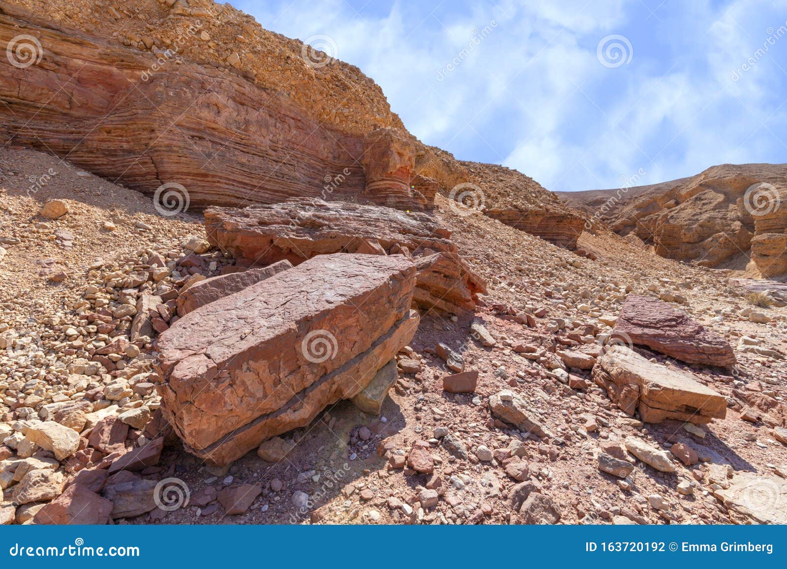 fragments of erosive sand cliffs in the red canyon. israel