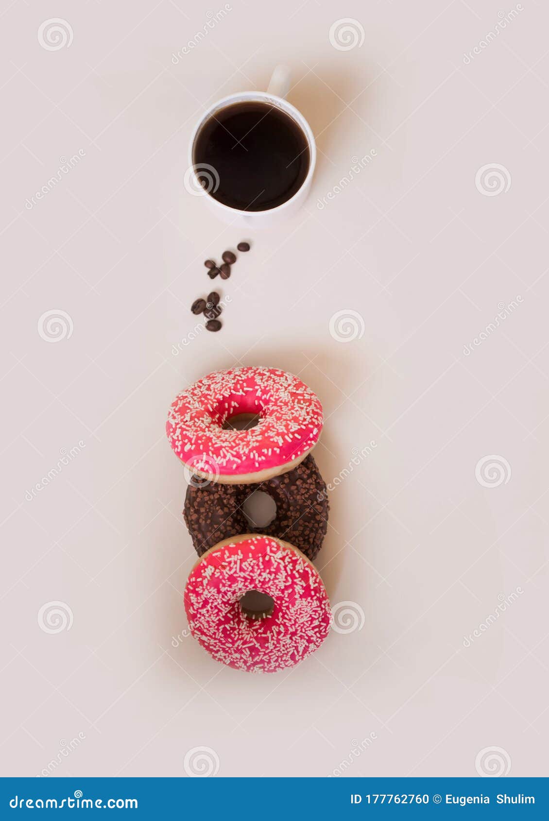 Fragrant Custard, Coffee Beans, Sweet Doughnuts with Different Icing