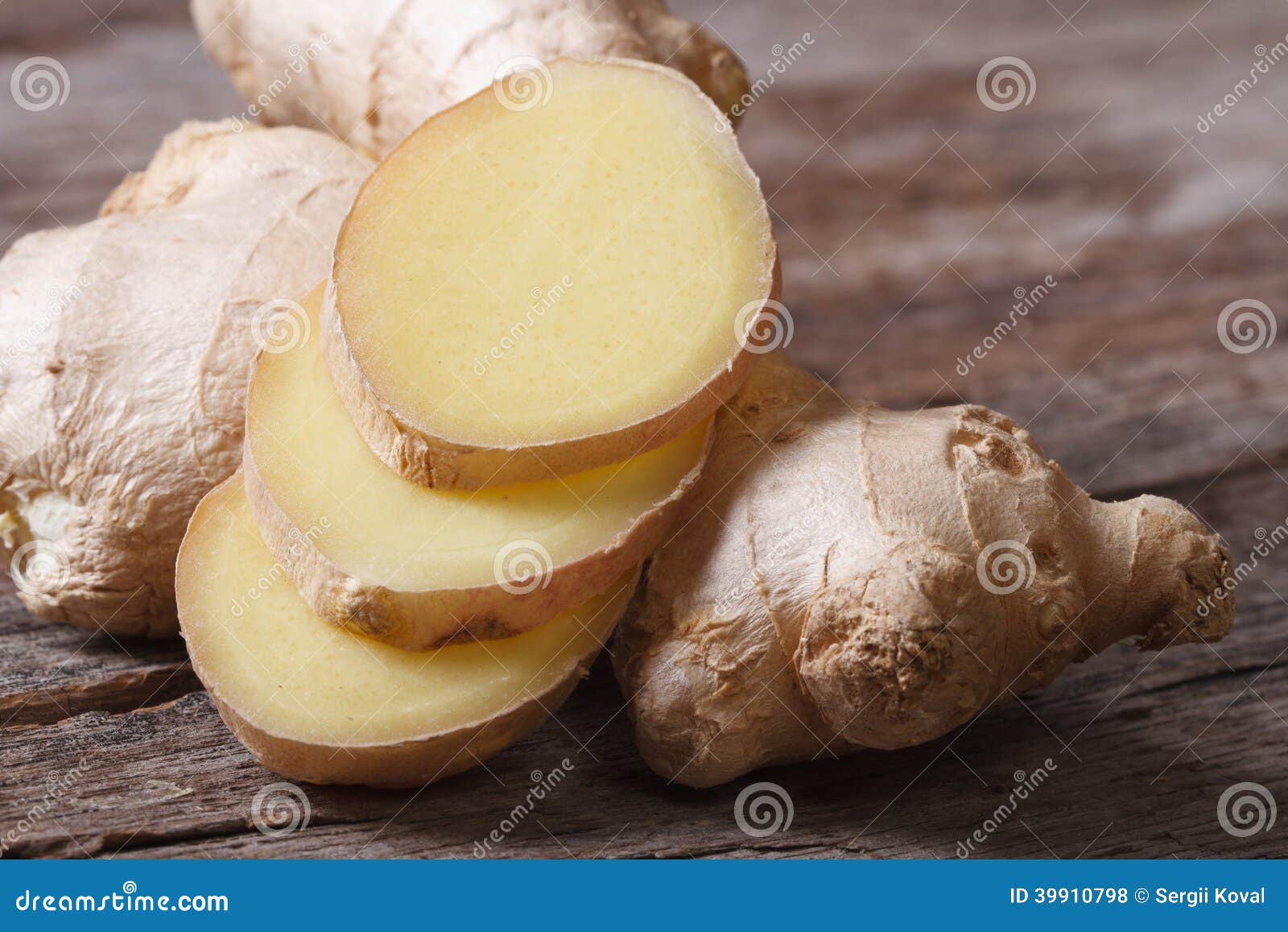Fragrant Fresh Chopped Ginger Slices on the Table Stock Photo Image
